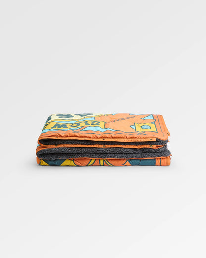 Cabin Recycled Sherpa Blanket - Retro Orange - Flatlay