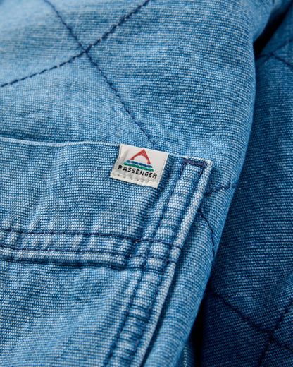 Lucia Denim Sherpa Lined Bomber Jacket - Denim Blue - Flatlay