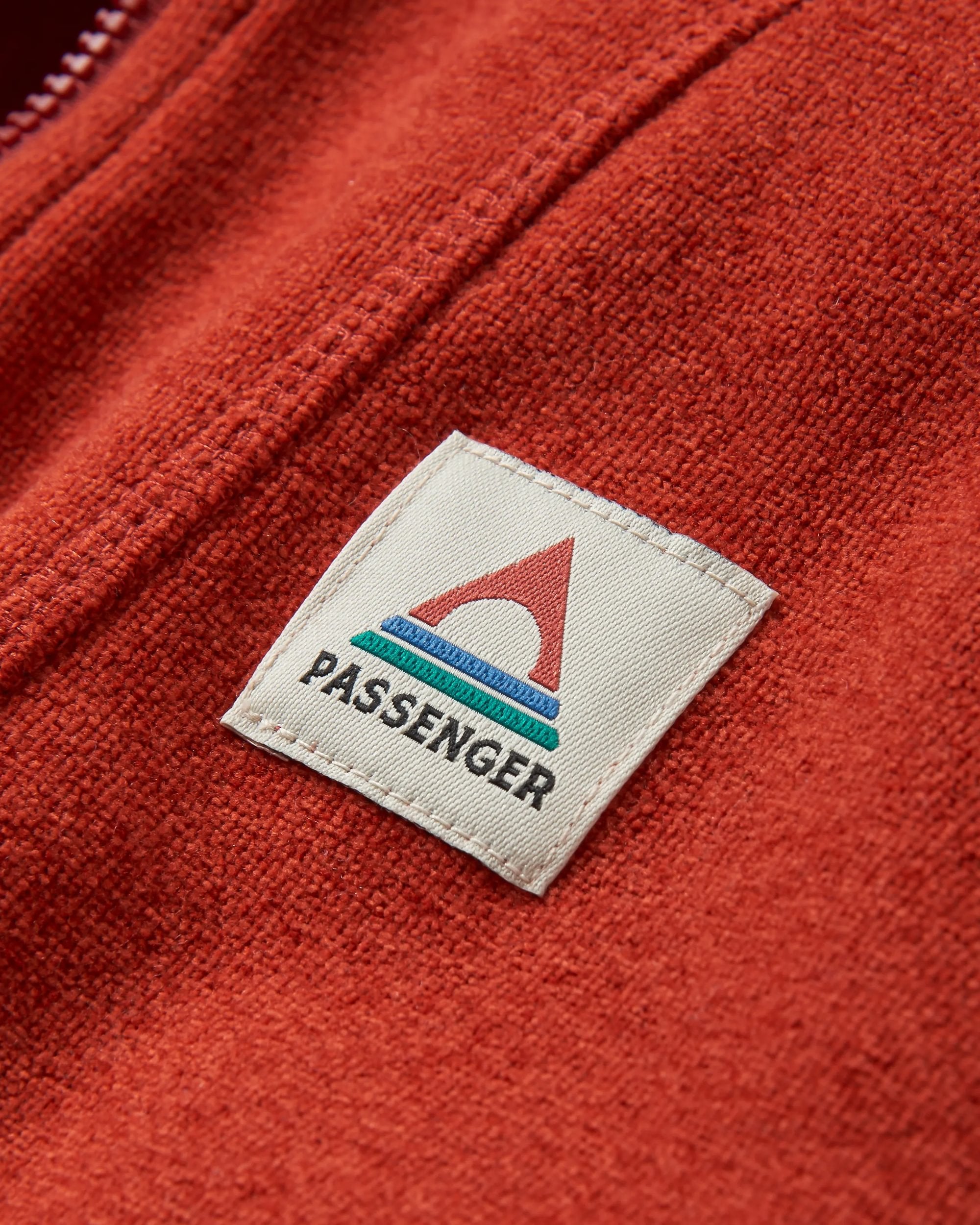 Crest Recycled Polartec® Fleece Hoodie - Red Ochre - Flatlay