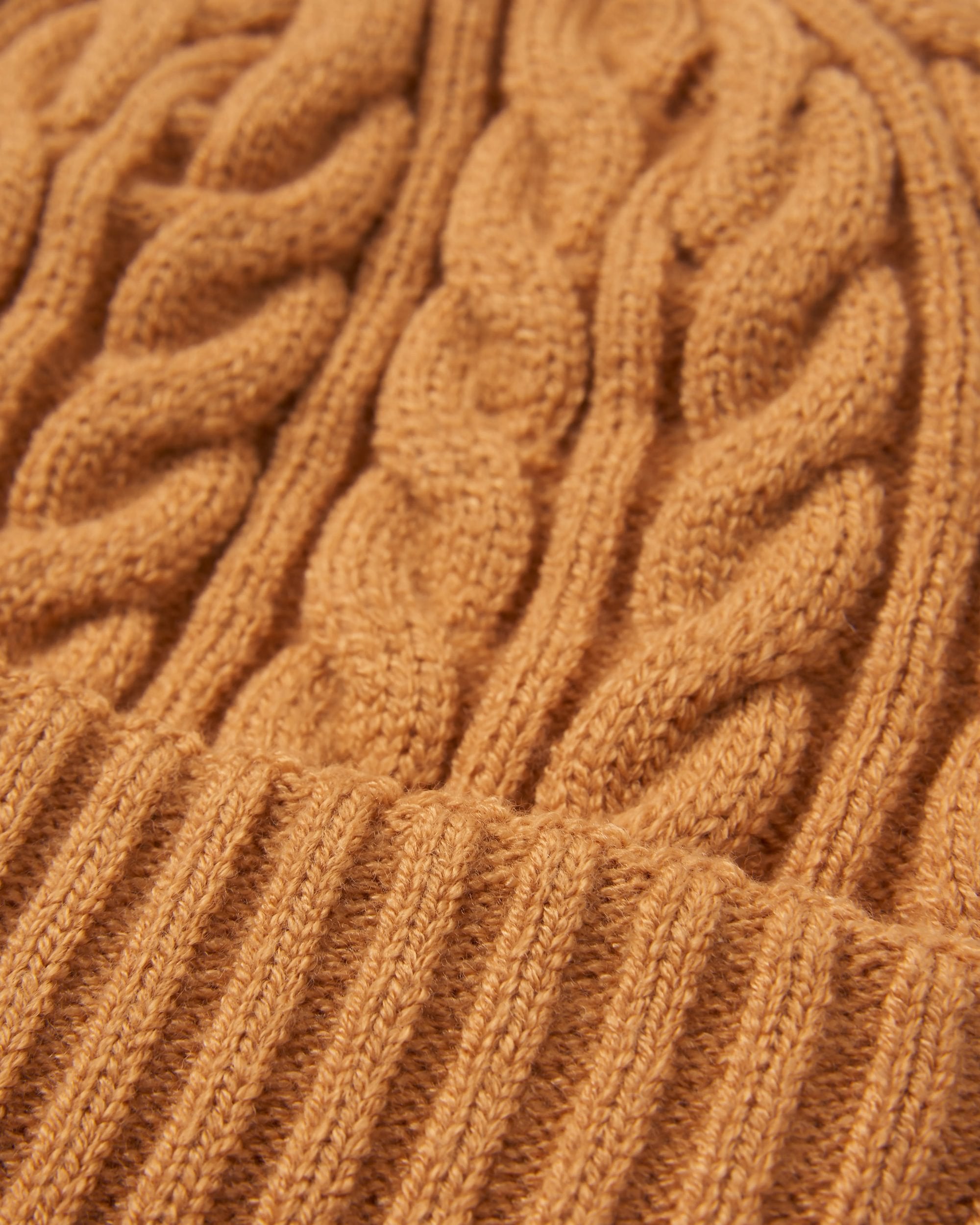 Fireside Recycled Cable Knit Beanie - Spruce Yellow - Flatlay