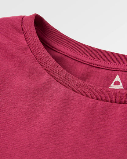Woodcut Recycled Cotton LS T-Shirt - Cranberry - Flatlay