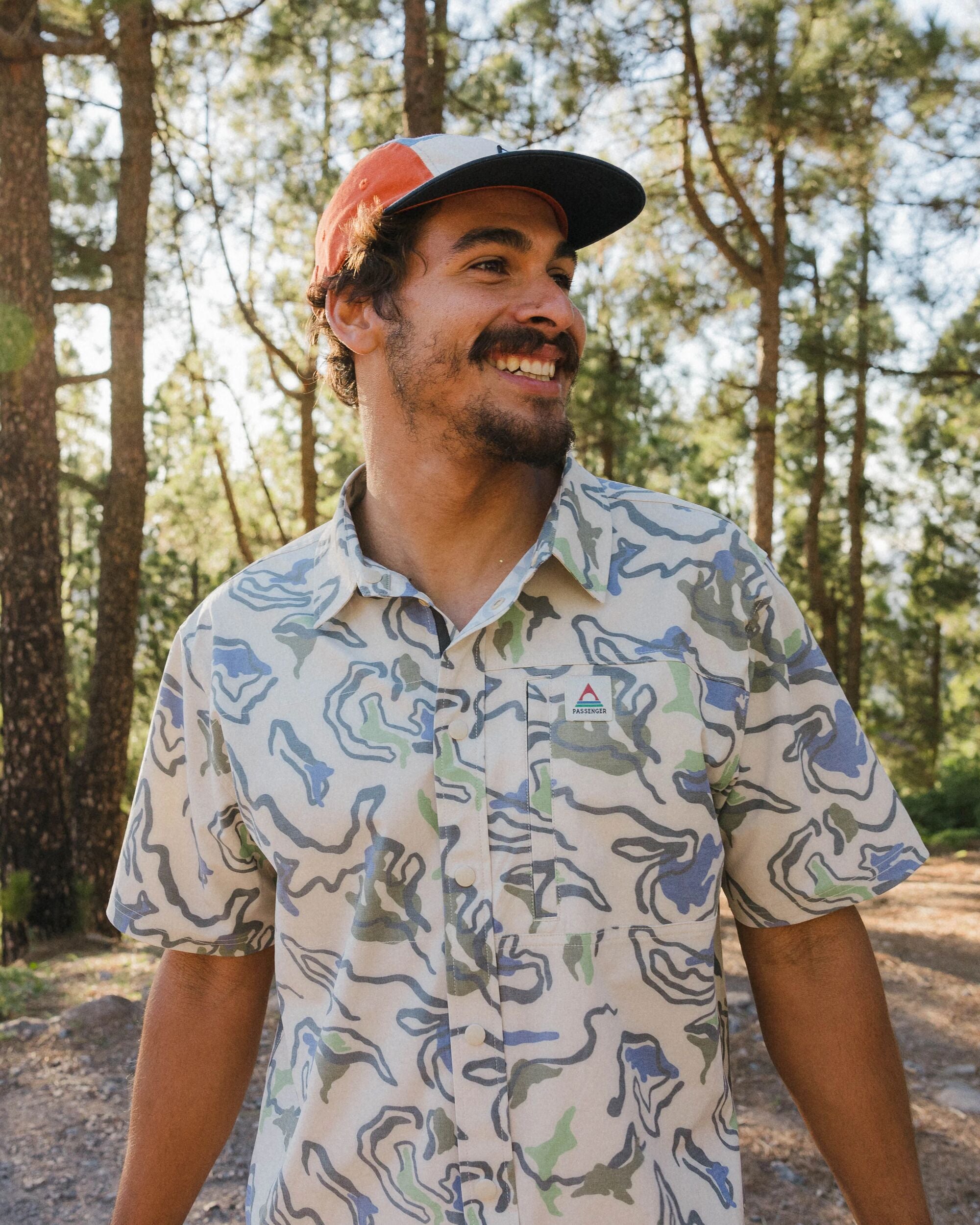 Traveller Short Sleeve Stretch Shirt - Abstract Strata Green - Lifestyle