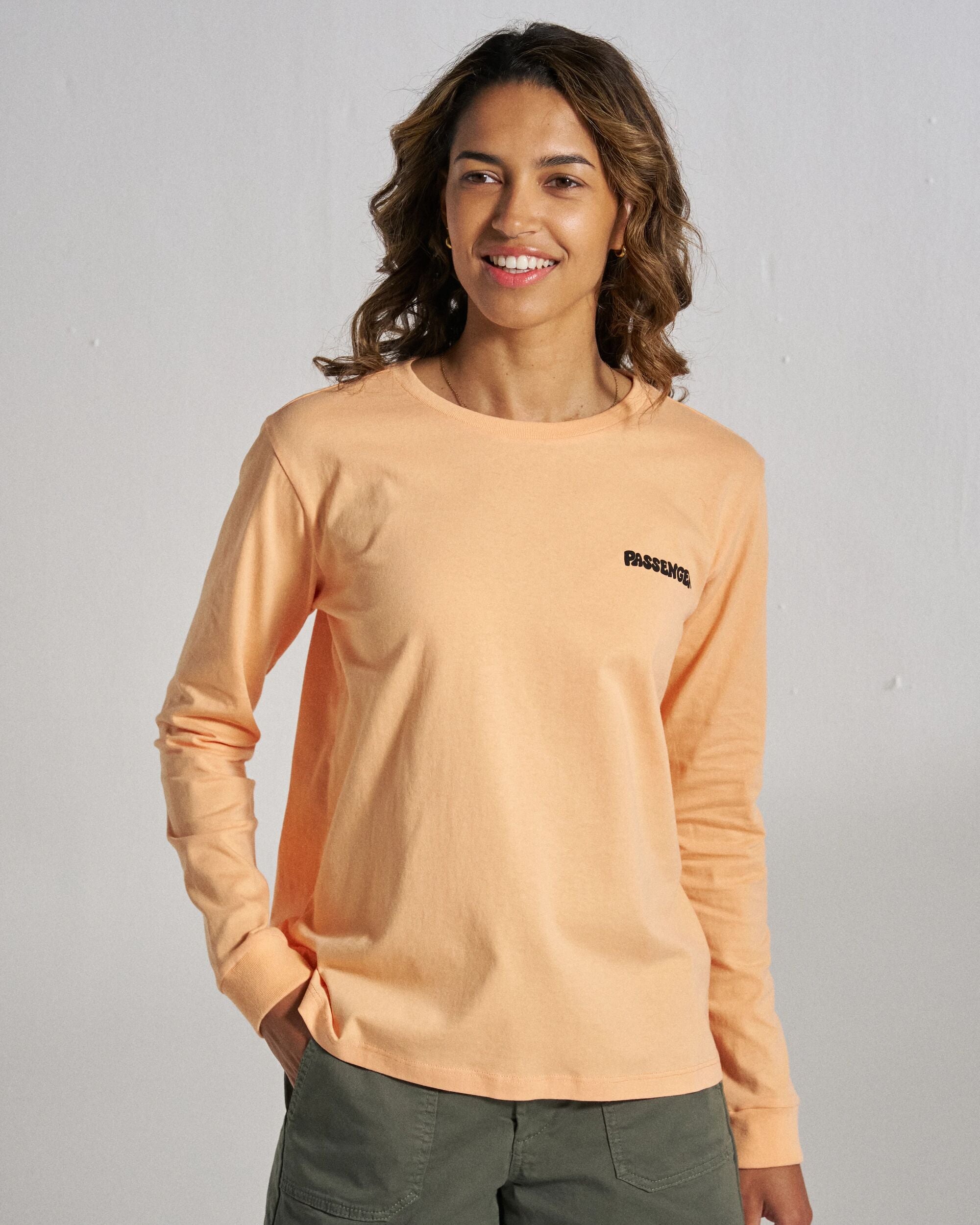 Reflect LS T-Shirt - Orange Peach - Studio Model