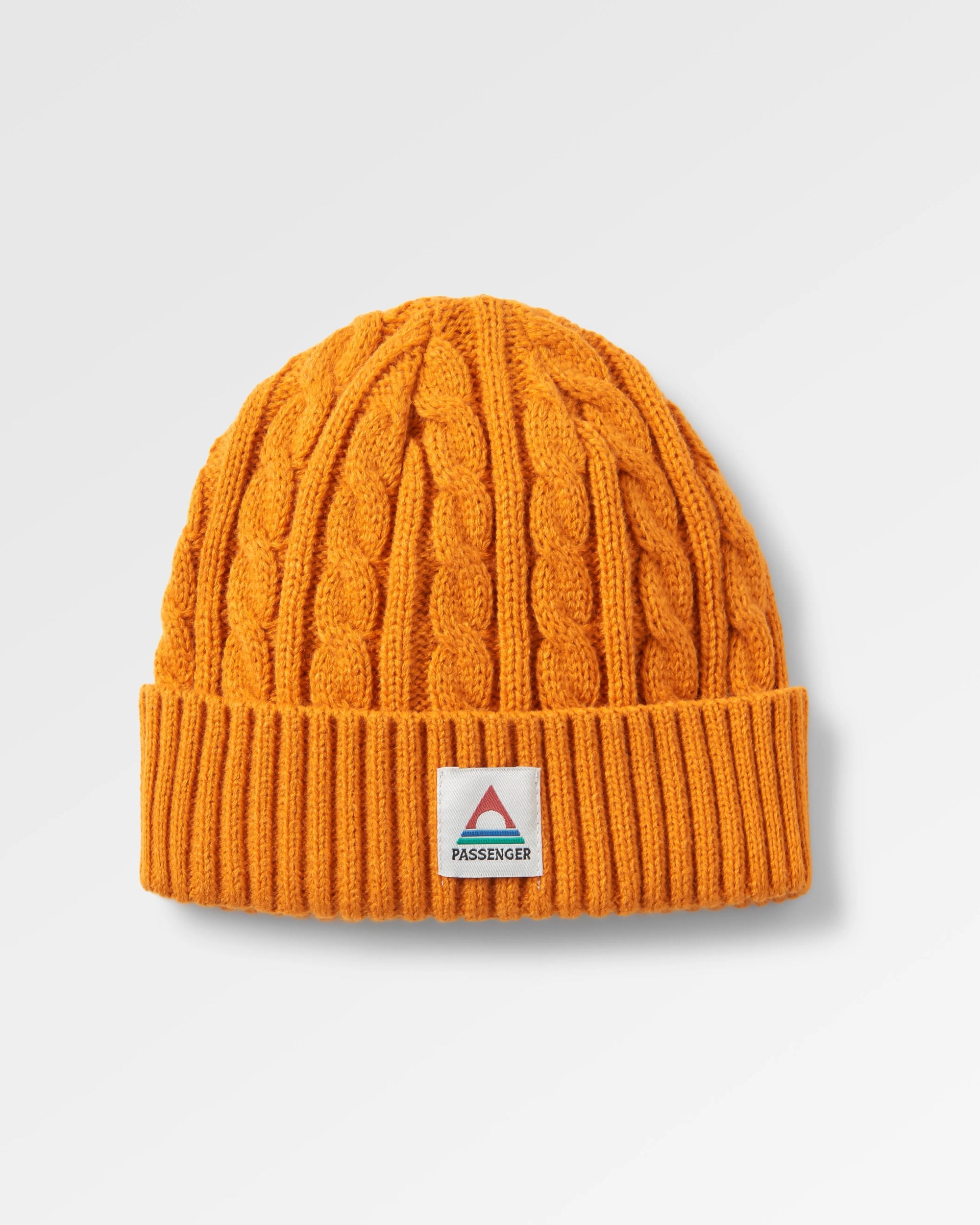 Fireside Recycled Cable Knit Beanie - Sunrise OrangeFireside Recycled Cable Knit Beanie - Retro Orange - Flatlay