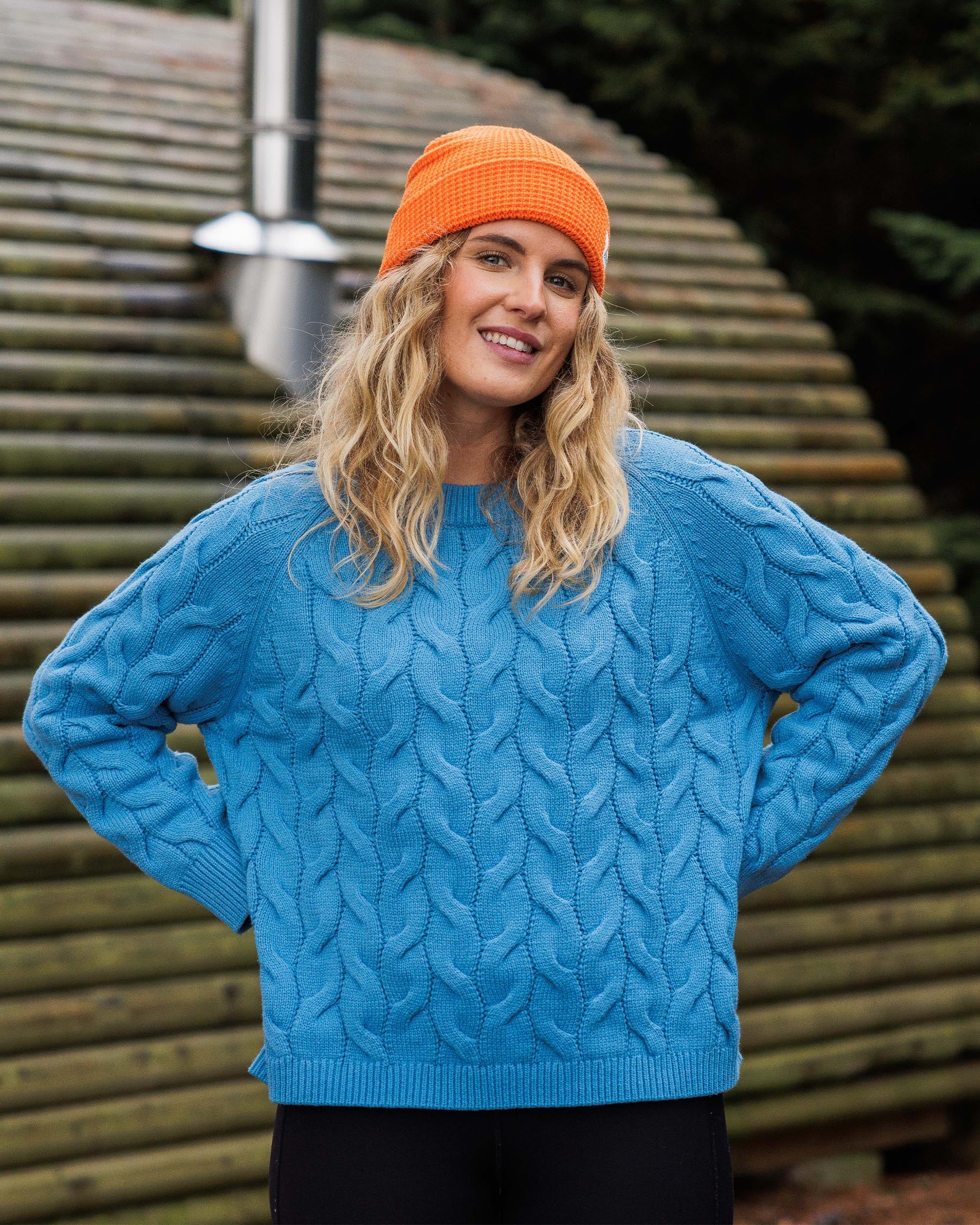 Comfort Organic Knitted Jumper - Atlantic Blue - Lifestyle