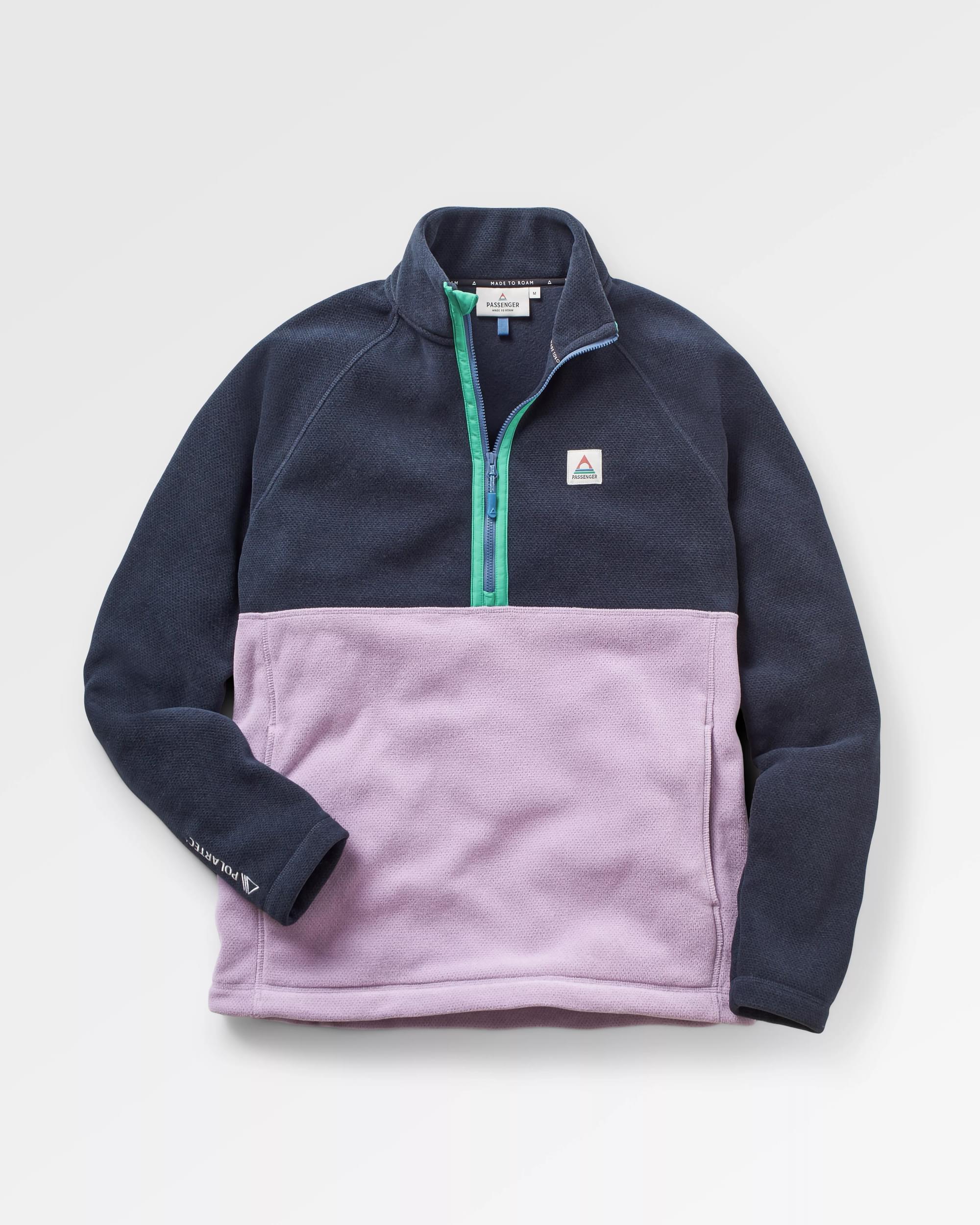 Men's Highland Recycled Polartec® Fleece - Lilac/ Deep Navy - Flatlay