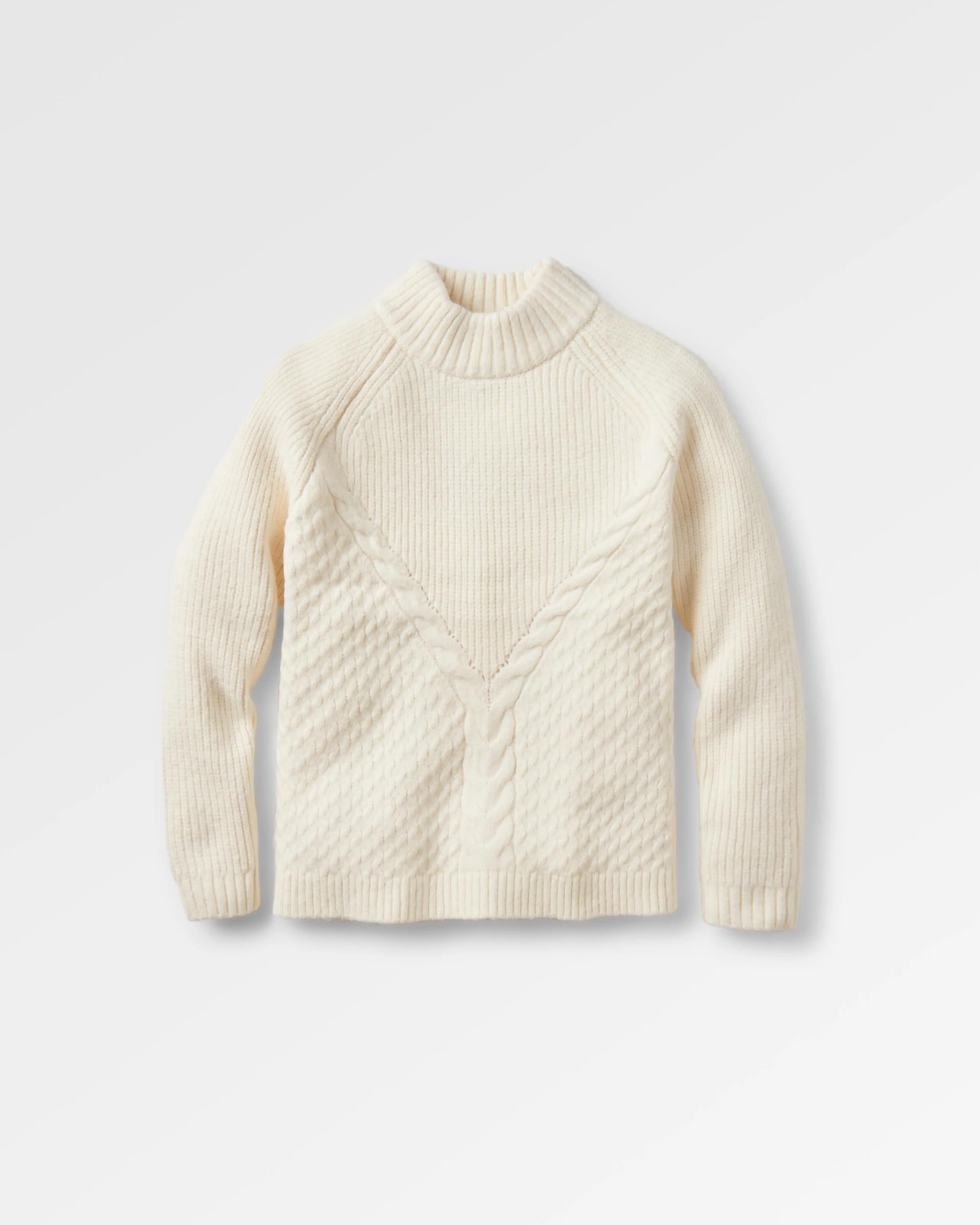 Cozy Cable Recycled Knitted Jumper - Off White - Flatlay