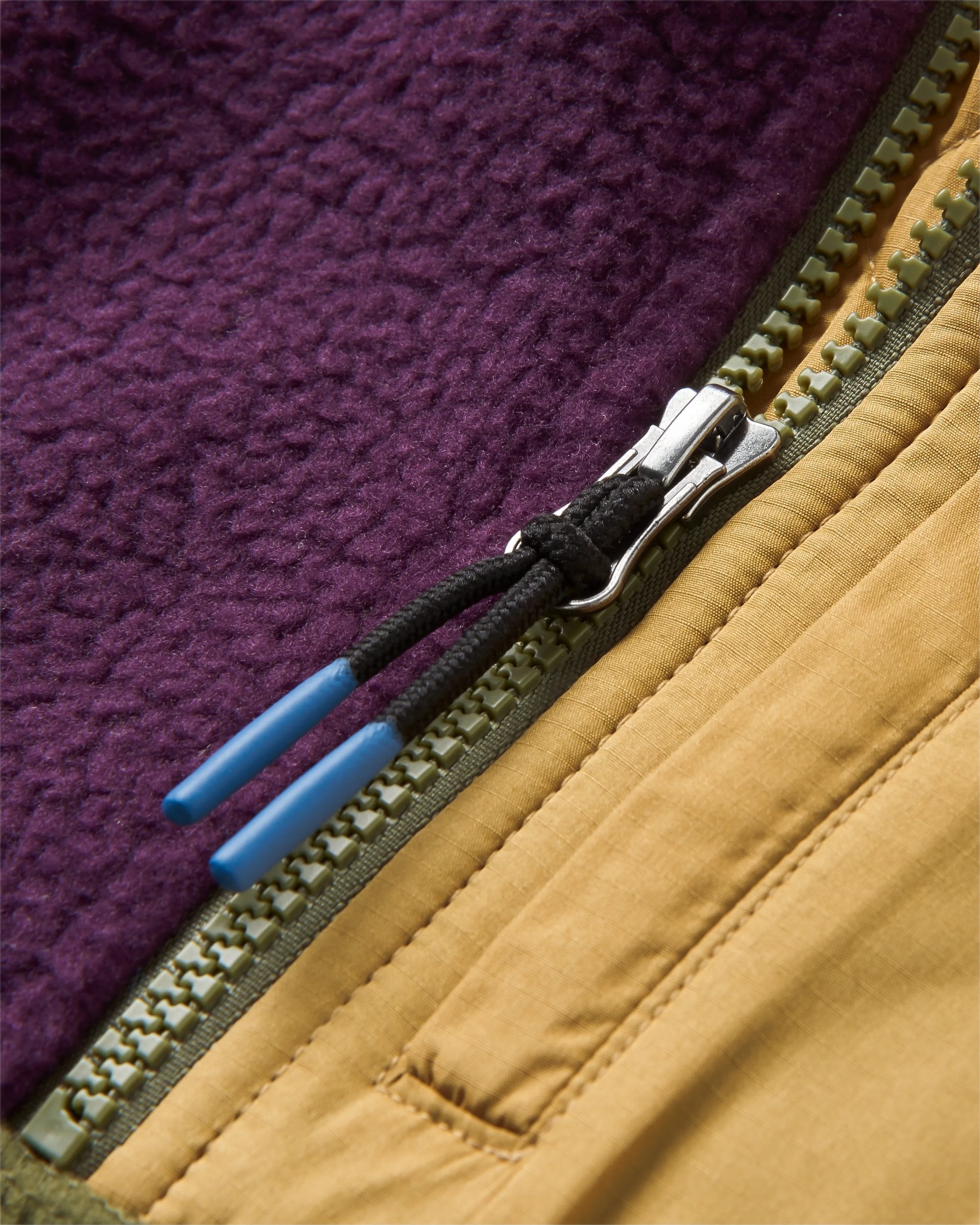 Home Recycled Sherpa Fleece - Deep Plum/Khaki - Flatlay