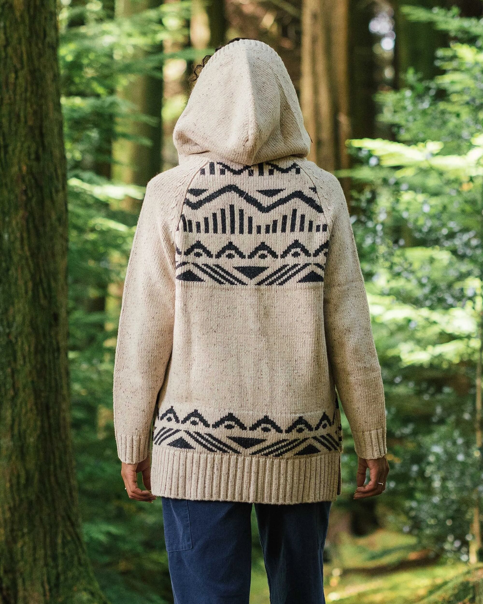 Snoozle Recycled Knitted Hooded Cardigan - Oatmeal - Lifestyle