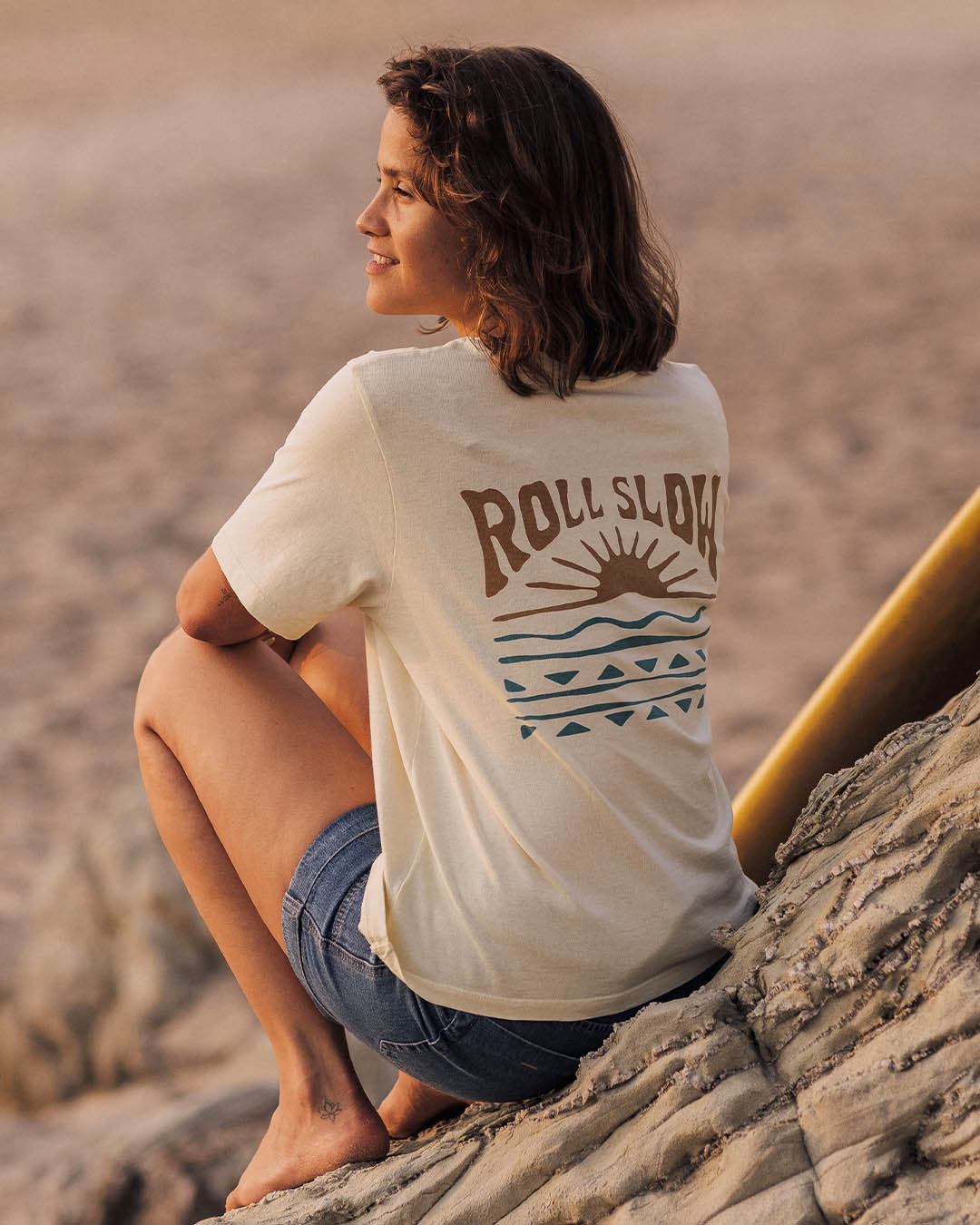 Rolling Slow Recycled Cotton T-Shirt - Pale Yellow