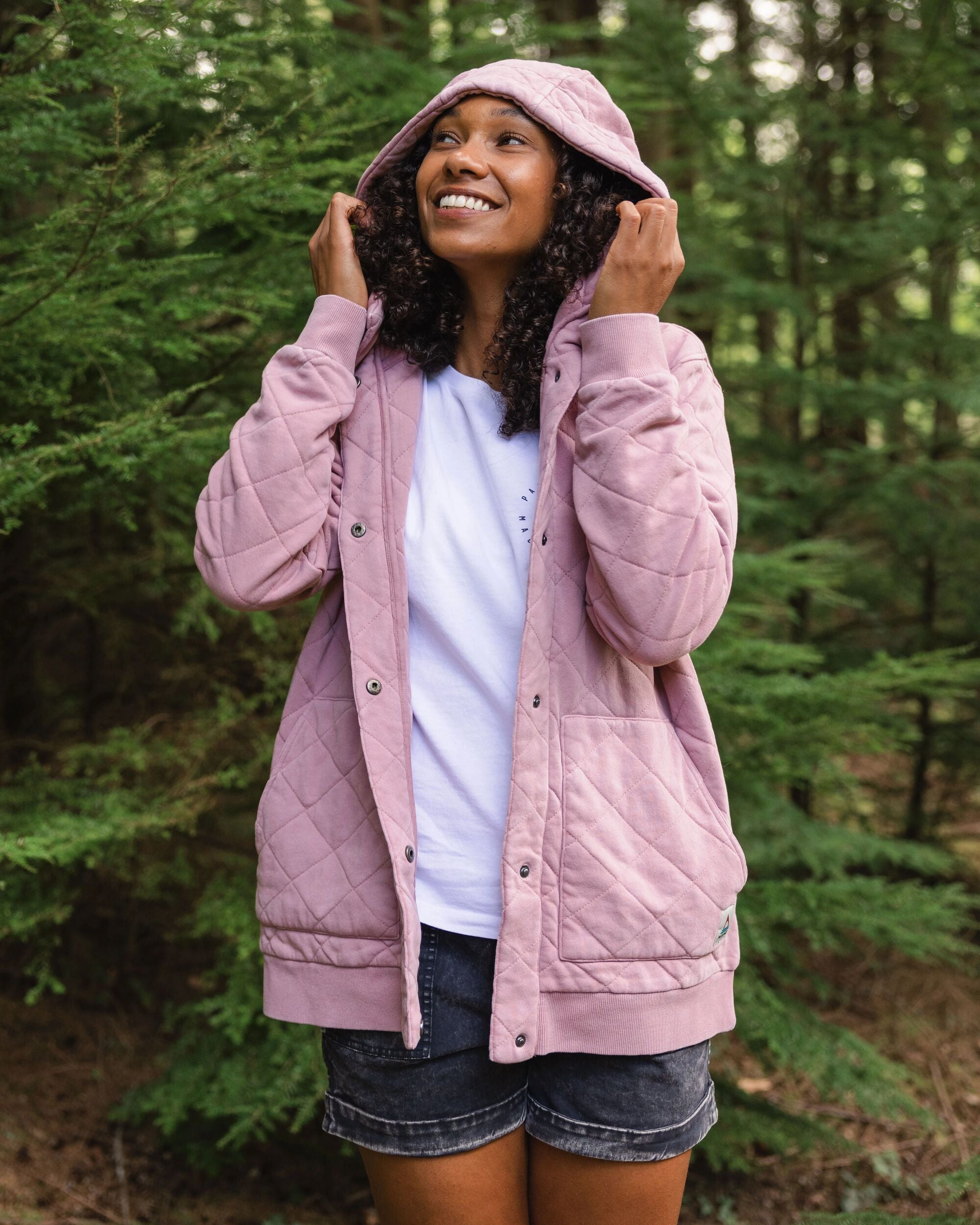 Clementine Quilted Popper Up Hoodie Pink Haze – Passenger