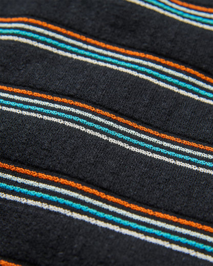 Retro Vibes Organic Cotton T-Shirt - Black Multi Stripe - Flatlay