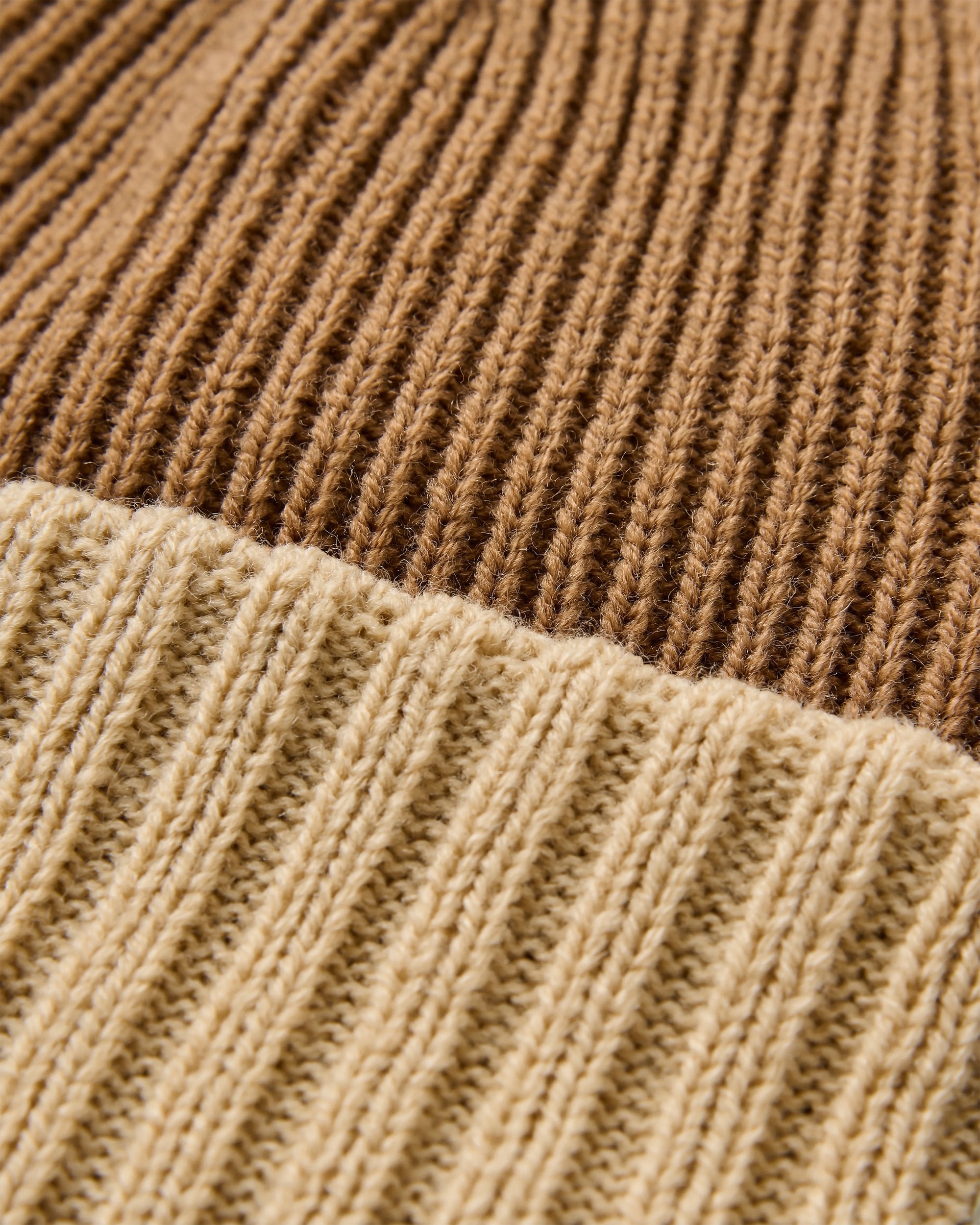 Outlook Reversible Recycled Beanie - Toffee/Stone - Flatlay