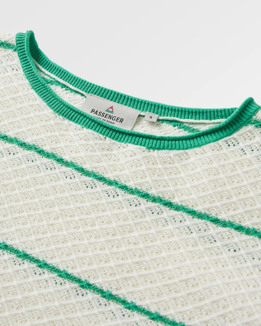 Migrate Organic Knitted Jumper - Green spruce stripe