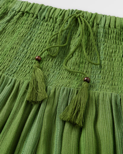 Daylily Loose Trouser - Stem Green Stripe - Flatlay