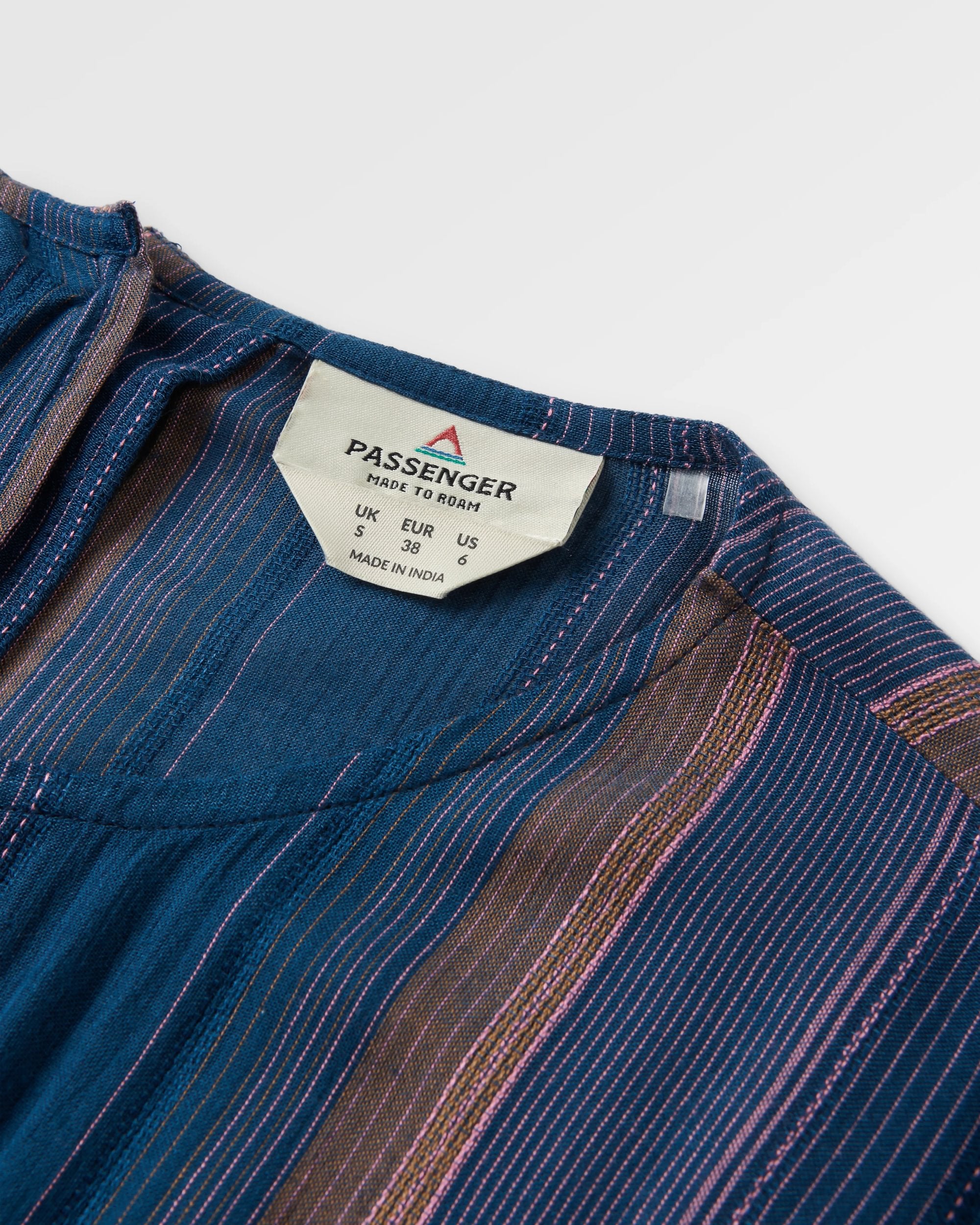 Clarity Short Skort Dress - Dark Denim Multi Stripe - Flatlay