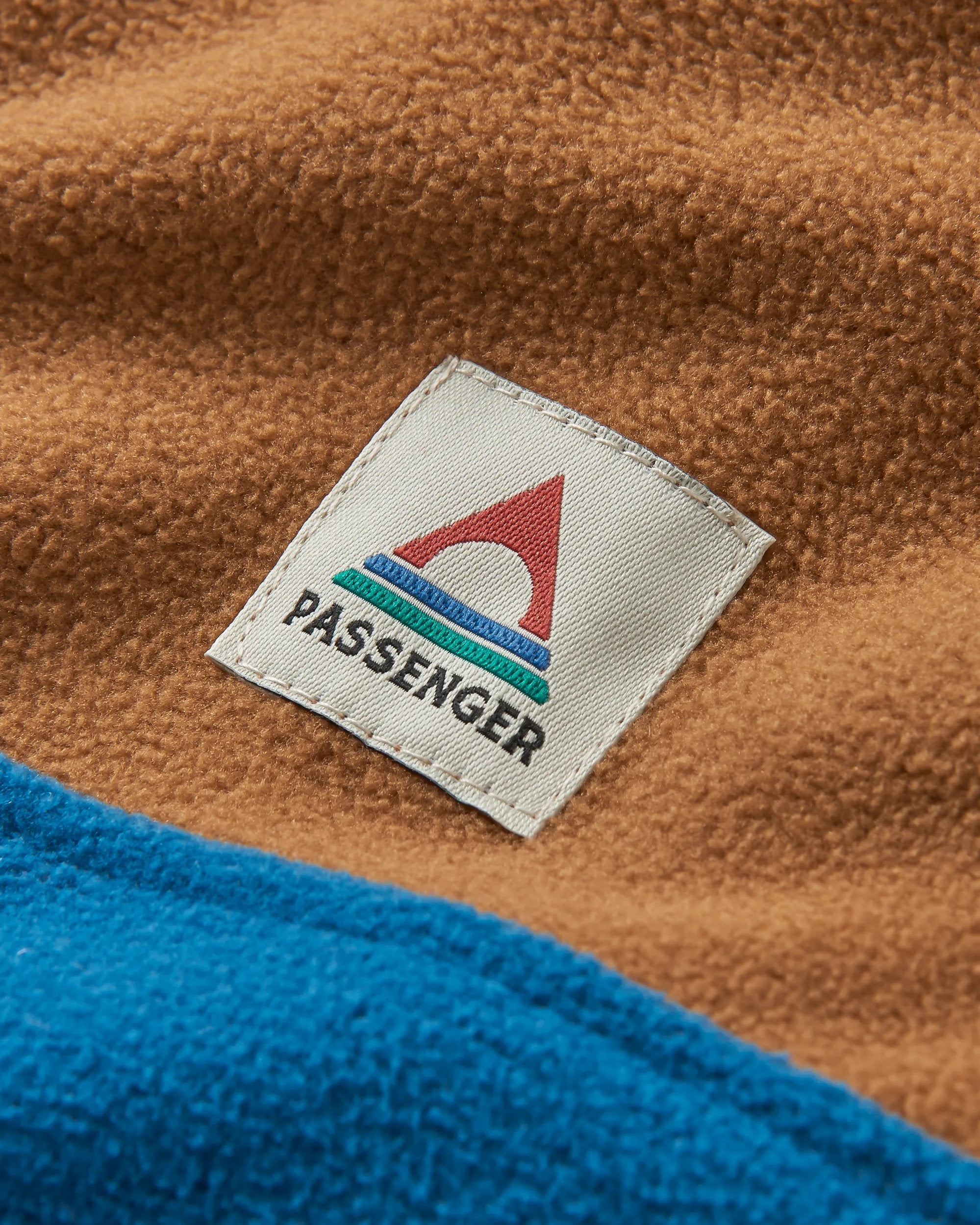 Set Off Recycled Polar Hooded Fleece - Toffee/Blue Steel - Flatlay