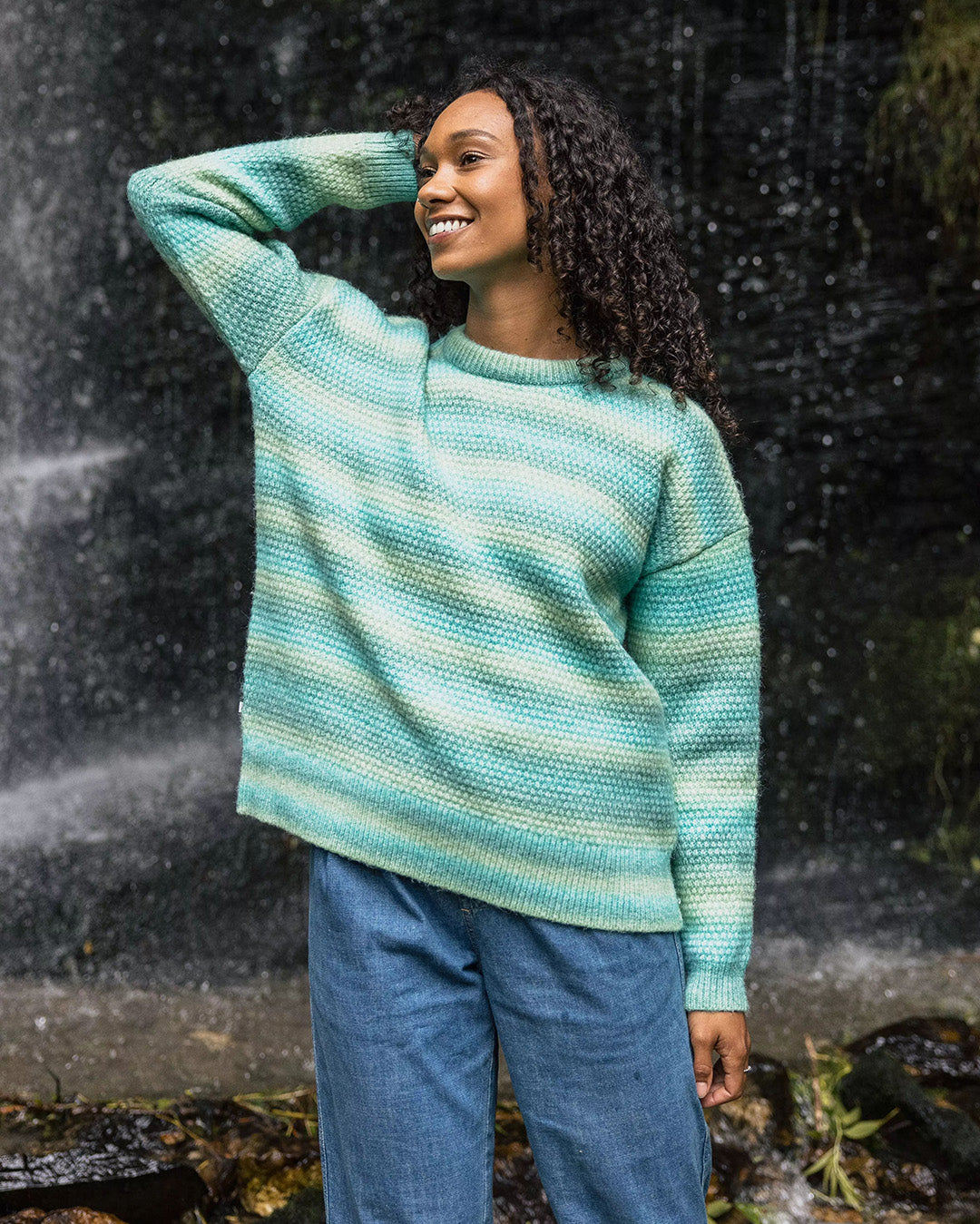 Fika Recycled Knitted Jumper - Sea Blue Dip