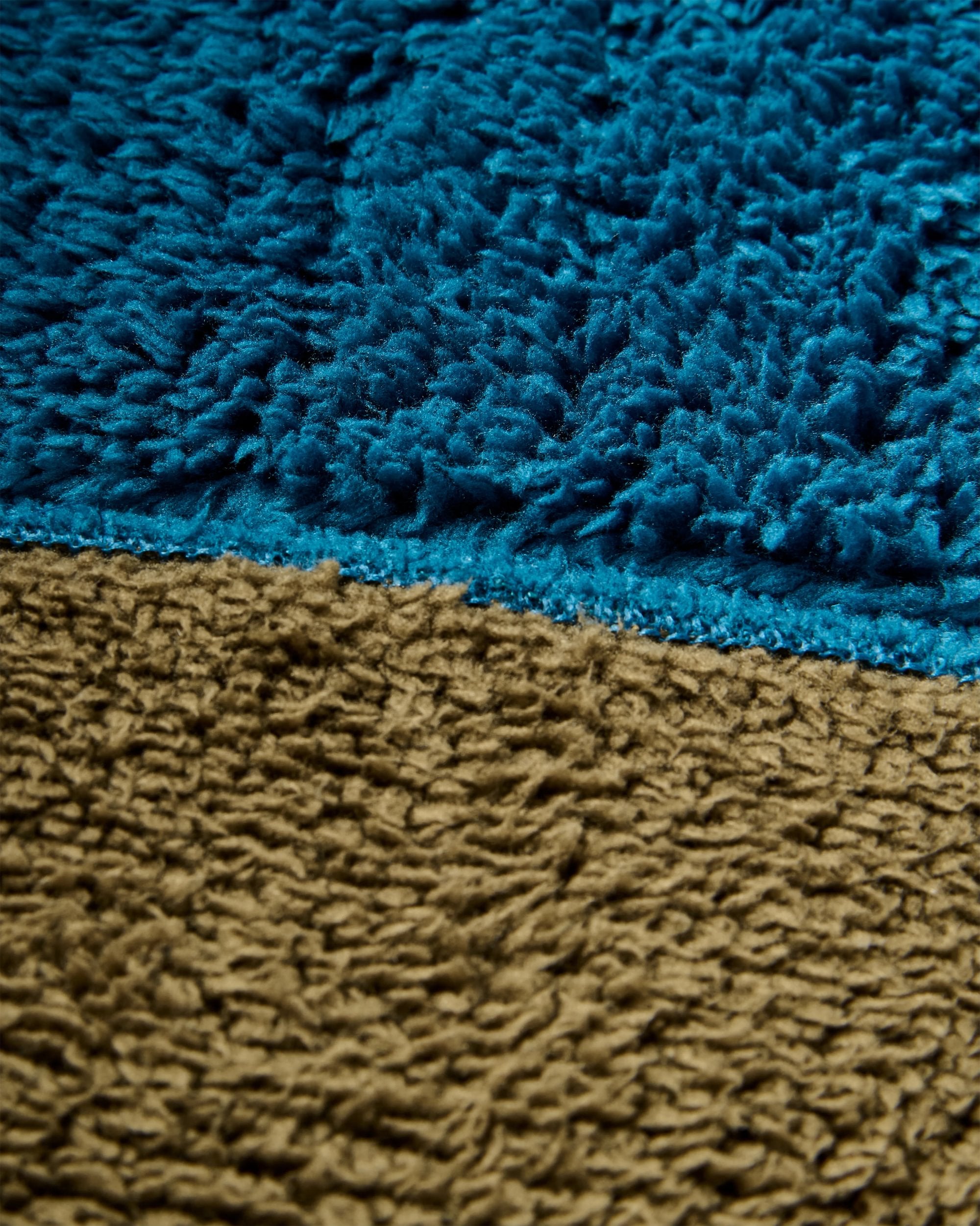 Loch Hooded Recycled Polar Fleece - Tidal Blue/Dark Olive  - Flatlay