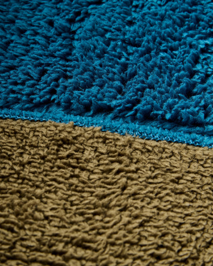 Loch Hooded Recycled Polar Fleece - Tidal Blue/Dark Olive  - Flatlay