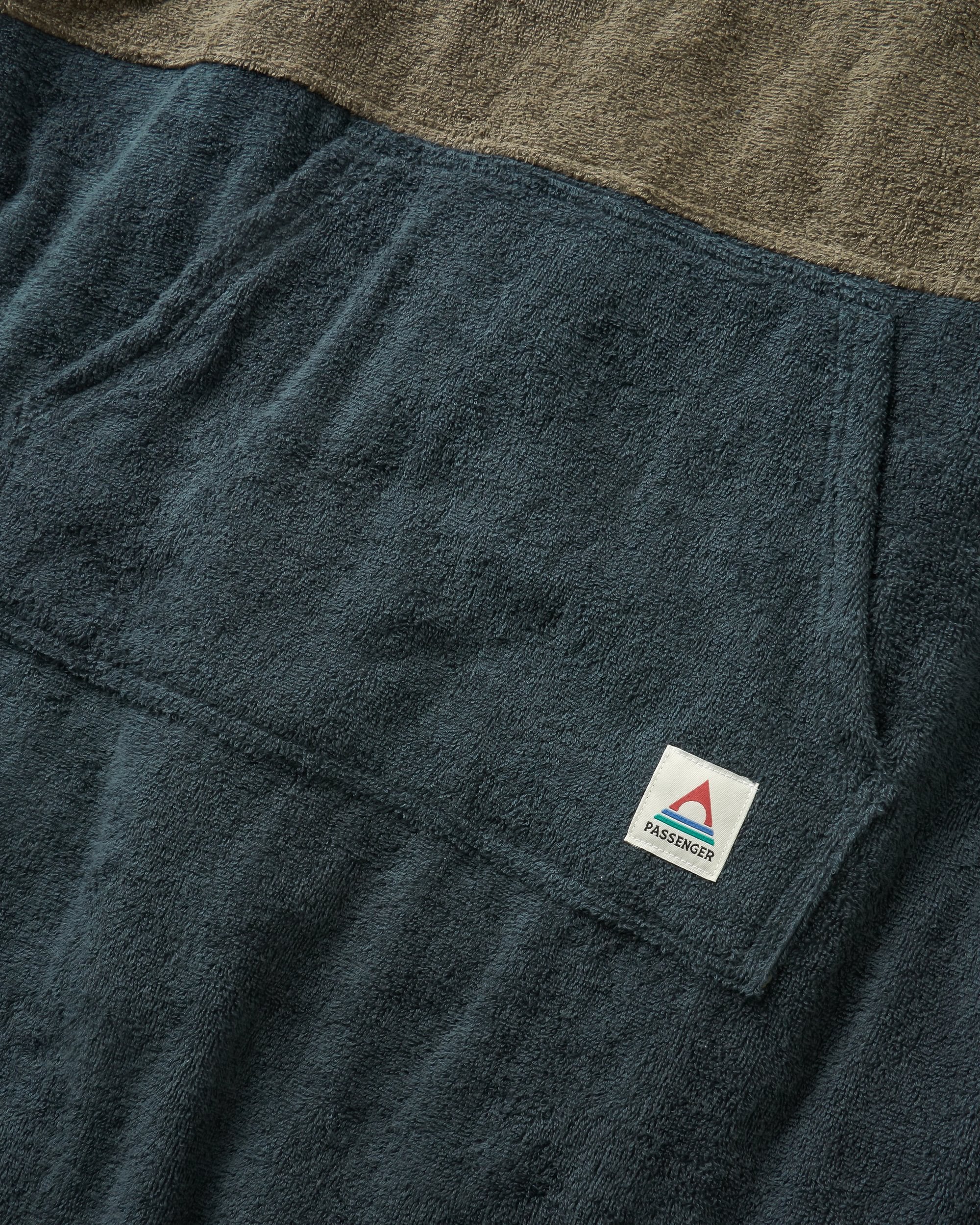 Shoreline Cotton Towel Poncho - Dusty Olive/Charcoal - Flatlay