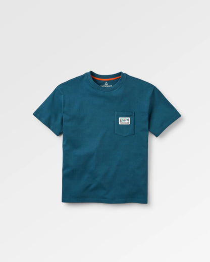 Roamer Patch Relaxed Fit T-Shirt - Dark Denim - Flatlay