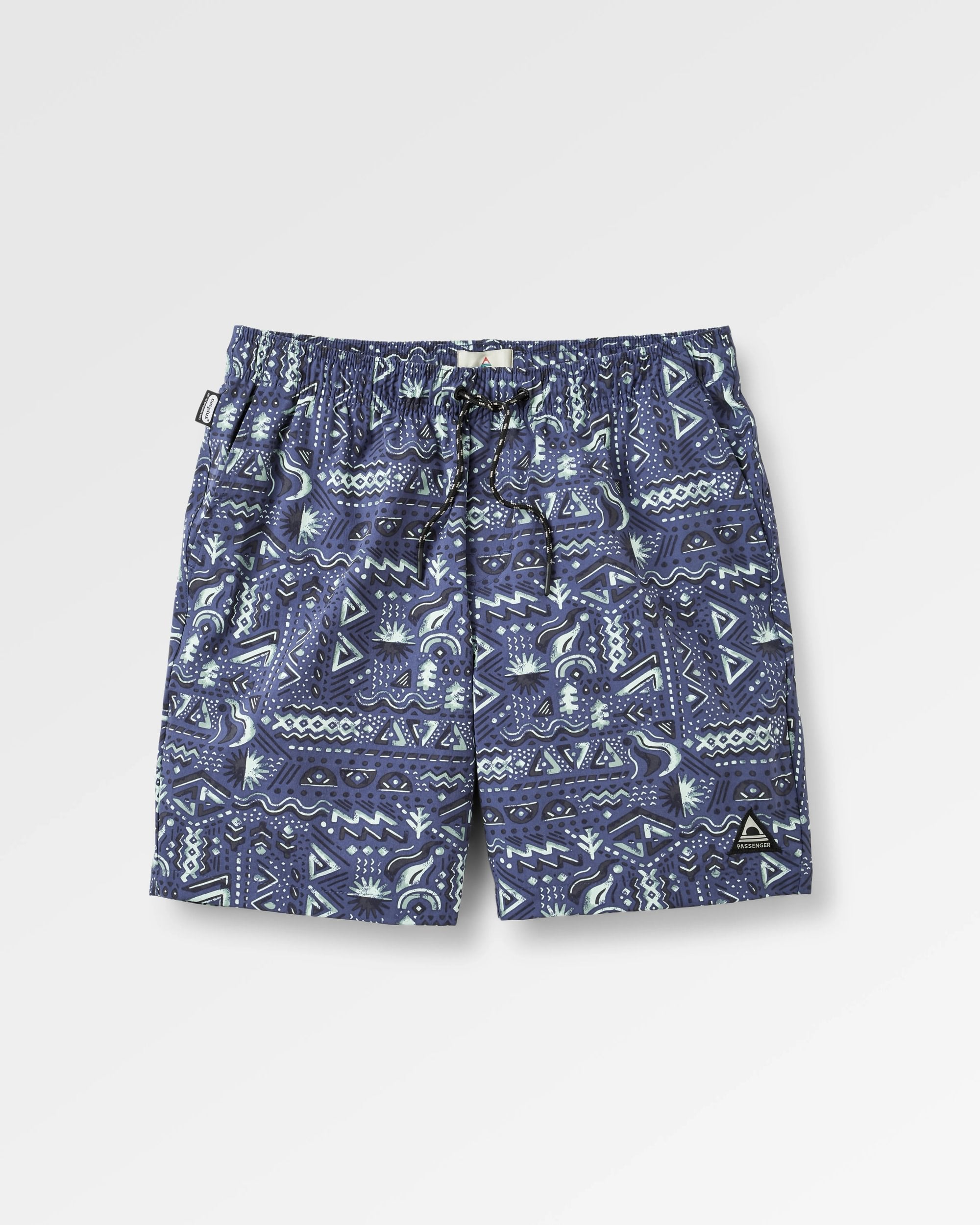 Drifter Beach Linerless Short - Elemental Geo Purple Indigo - Flatlay