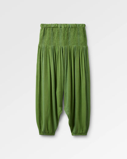 Daylily Loose Trouser - Stem Green Stripe - Flatlay