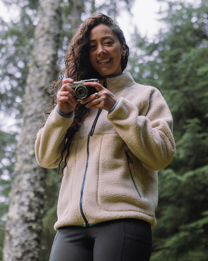 Fairbanks Full Zip Recycled Sherpa Fleece - Oatmeal - Lifestyle