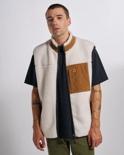 Trekker Deep Pile Sherpa Vest - Warm Ivory - Studio Model