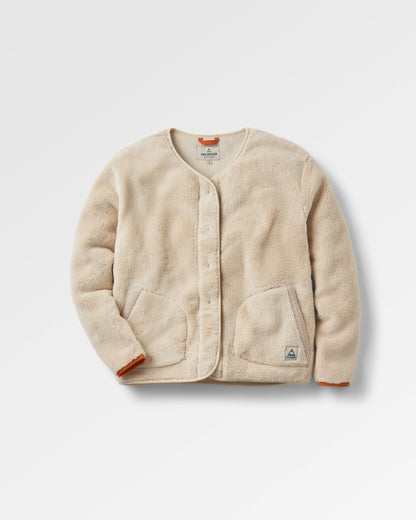 Iris Collarless Recycled Fleece Jacket - Oatmeal - Flatlay