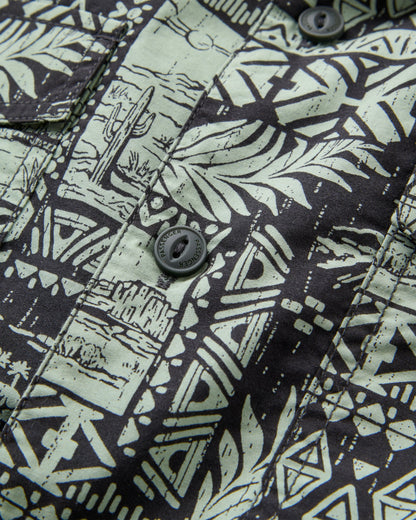 Acreage Organic Cotton Shirt - Patchwork Faded Black - Flatlay