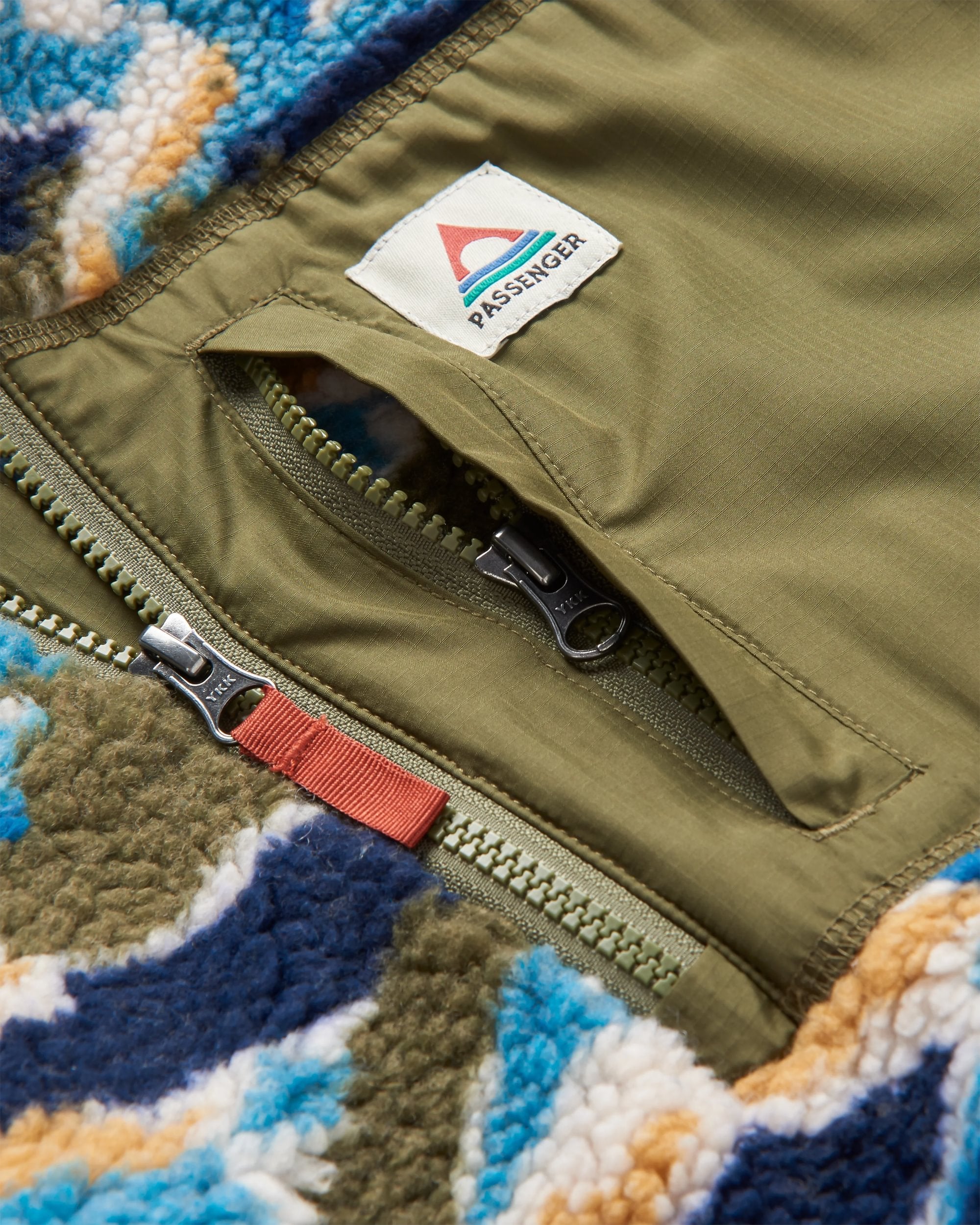 Offroad Recycled Sherpa 1/2 Zip Fleece - Mount Scenic Khaki - Flatlay