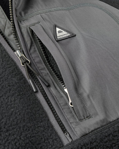 Offgrid 1/2 Zip Hooded Sherpa Fleece - Black - Flatlay