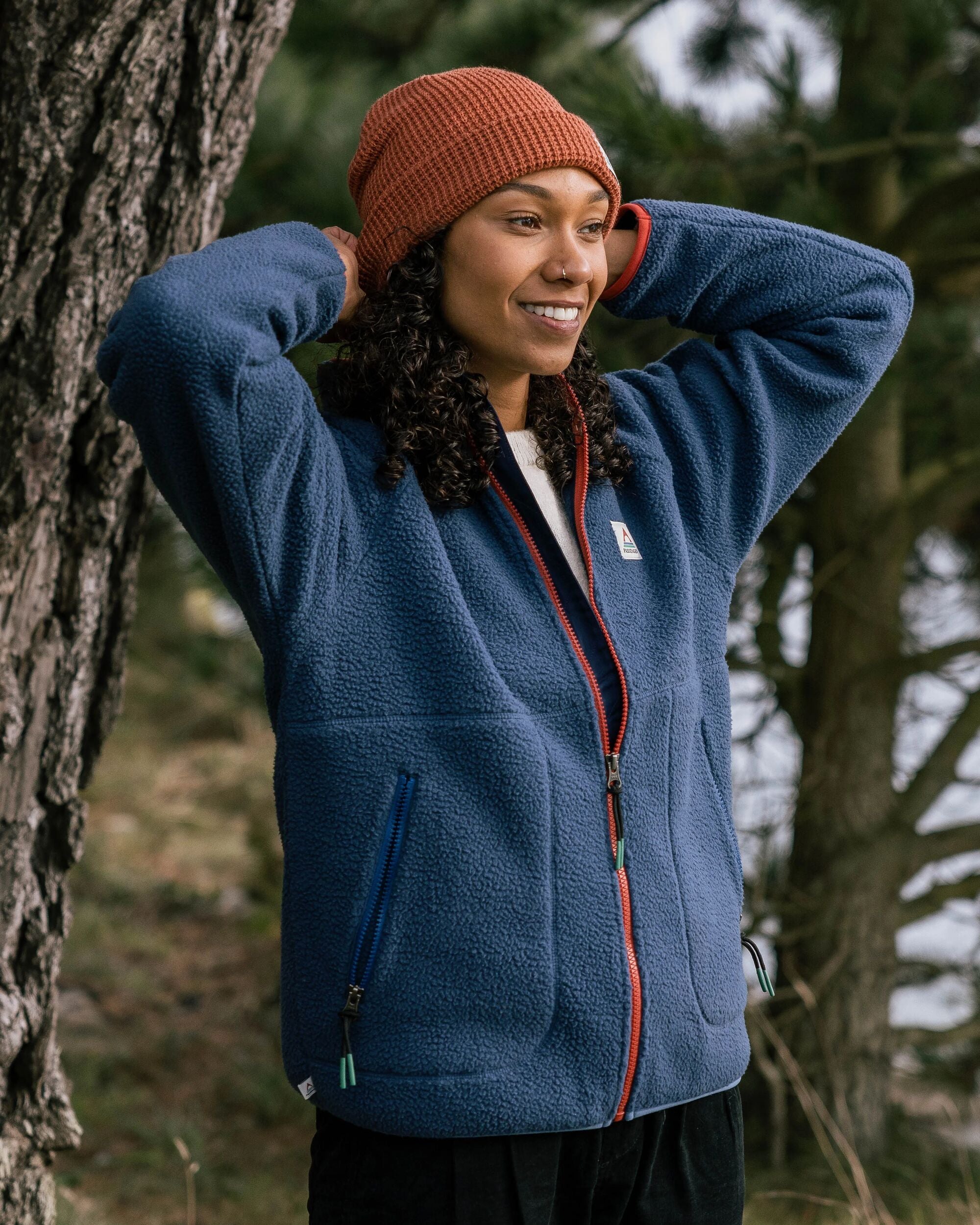 Fairbanks Full Zip Recycled Sherpa Fleece Dark Denim – Passenger