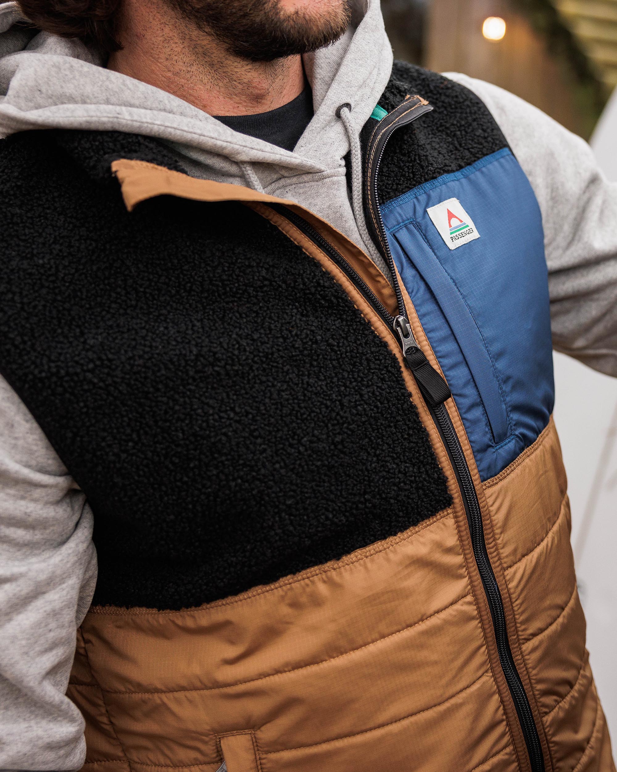 Born Explorer Recycled Polar-Lined Sherpa Vest - Black - Lifestyle