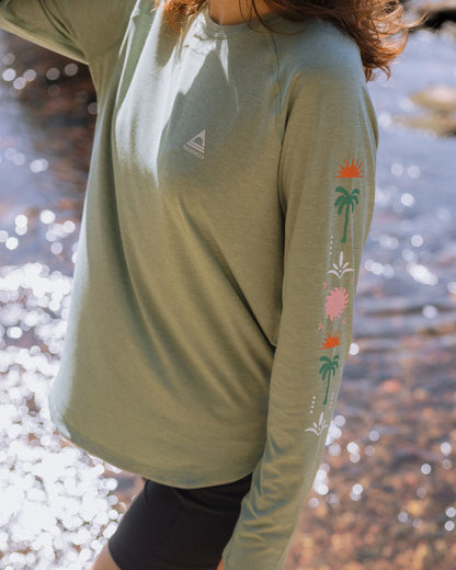 Sunvale Lightweight UPF50 LS T-Shirt - Pistachio Marl - Lifestyle