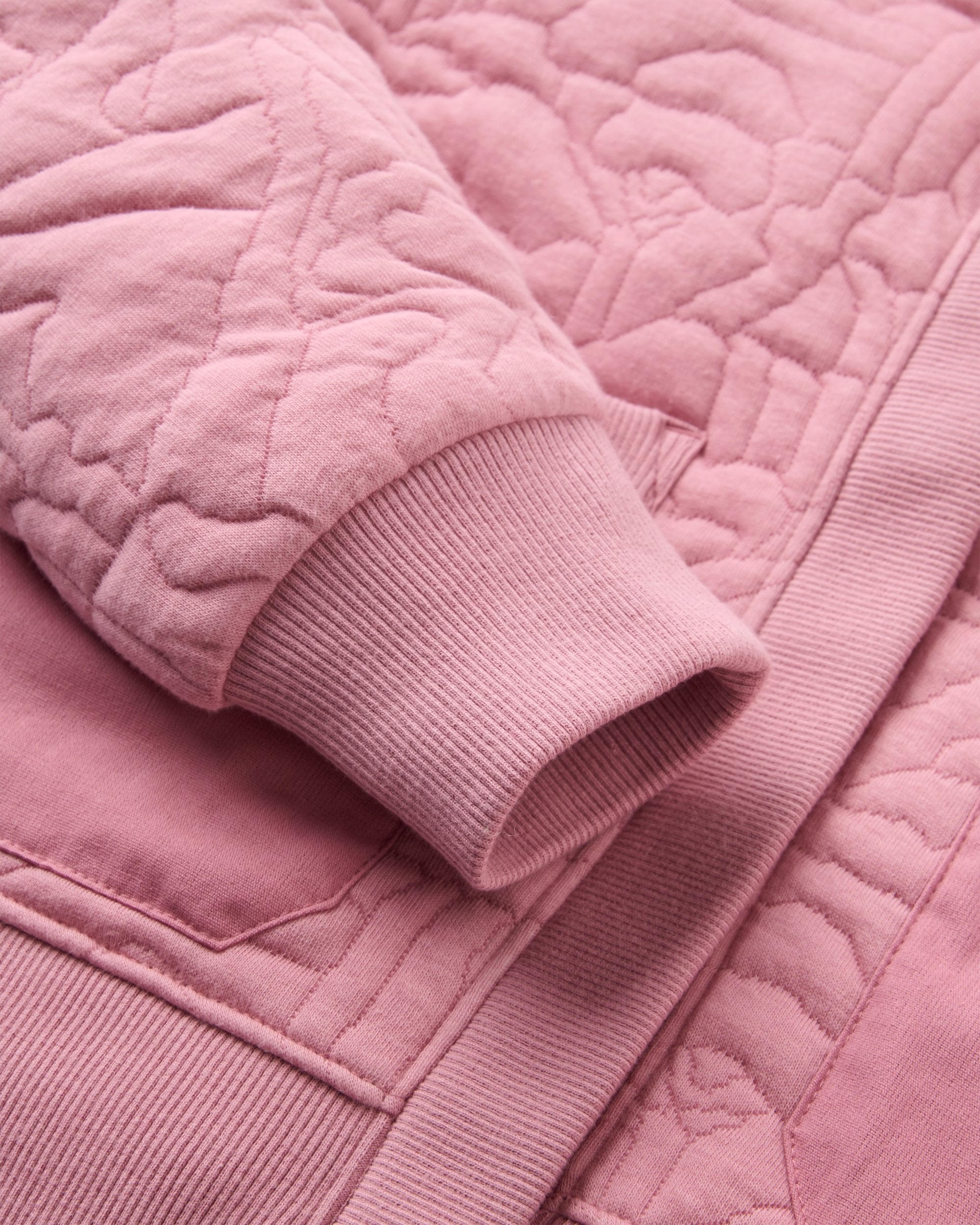 Seagrass Organic Cotton Quilted Hoodie - Pink Haze - Flatlay