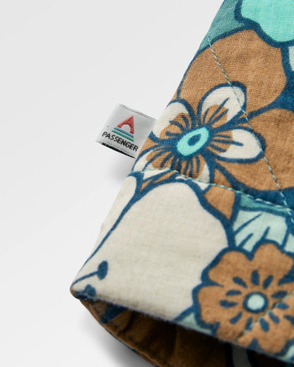 Mira Organic Cotton Quilted Overshirt - Vintage Floral Aqua - Flatlay