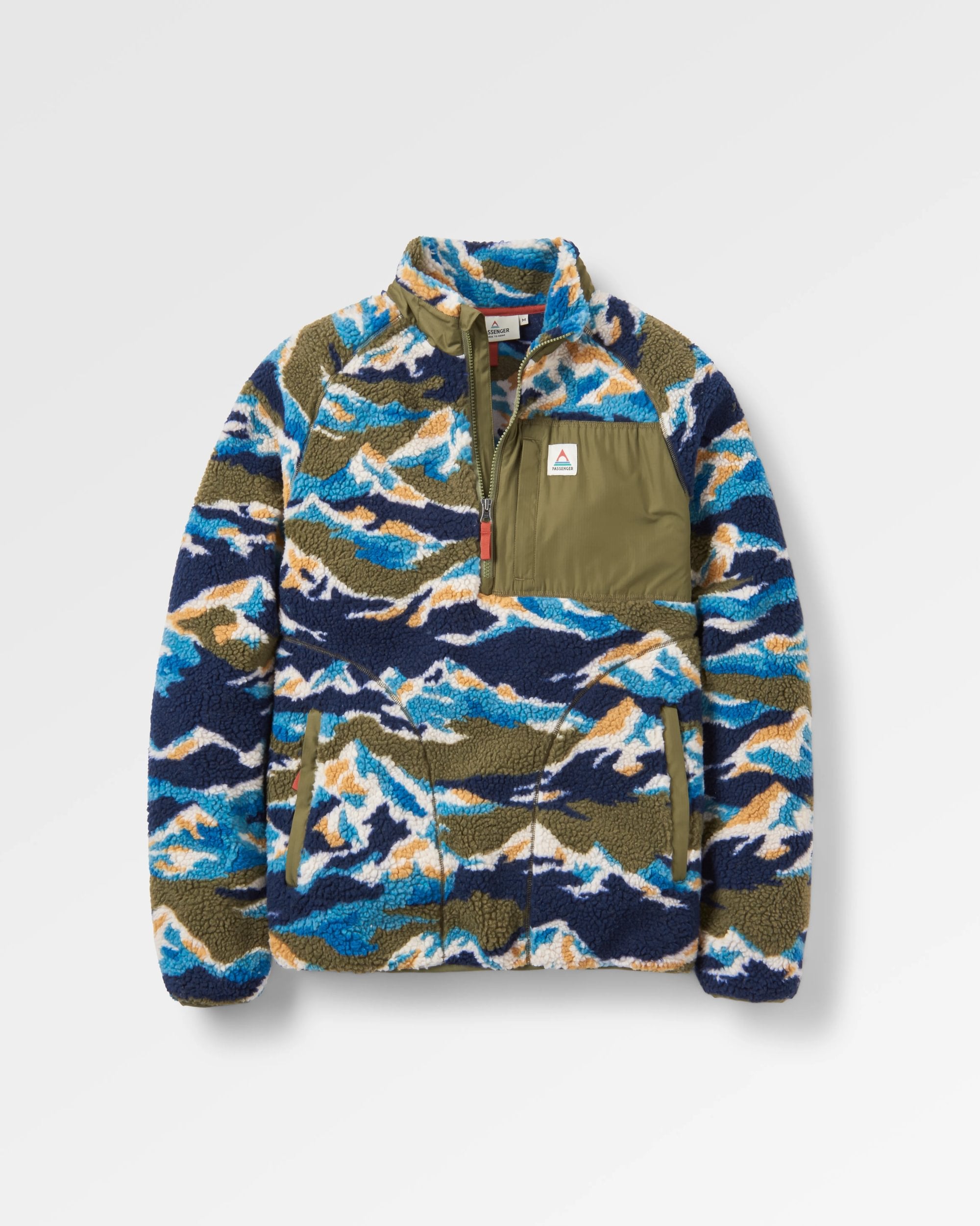 Offroad Recycled Sherpa 1/2 Zip Fleece - Mount Scenic Khaki - Flatlay