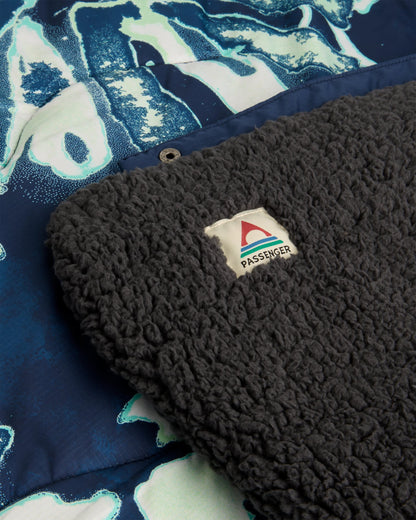 Cabin Recycled Sherpa Blanket - Frost Rich Navy - Flatlay