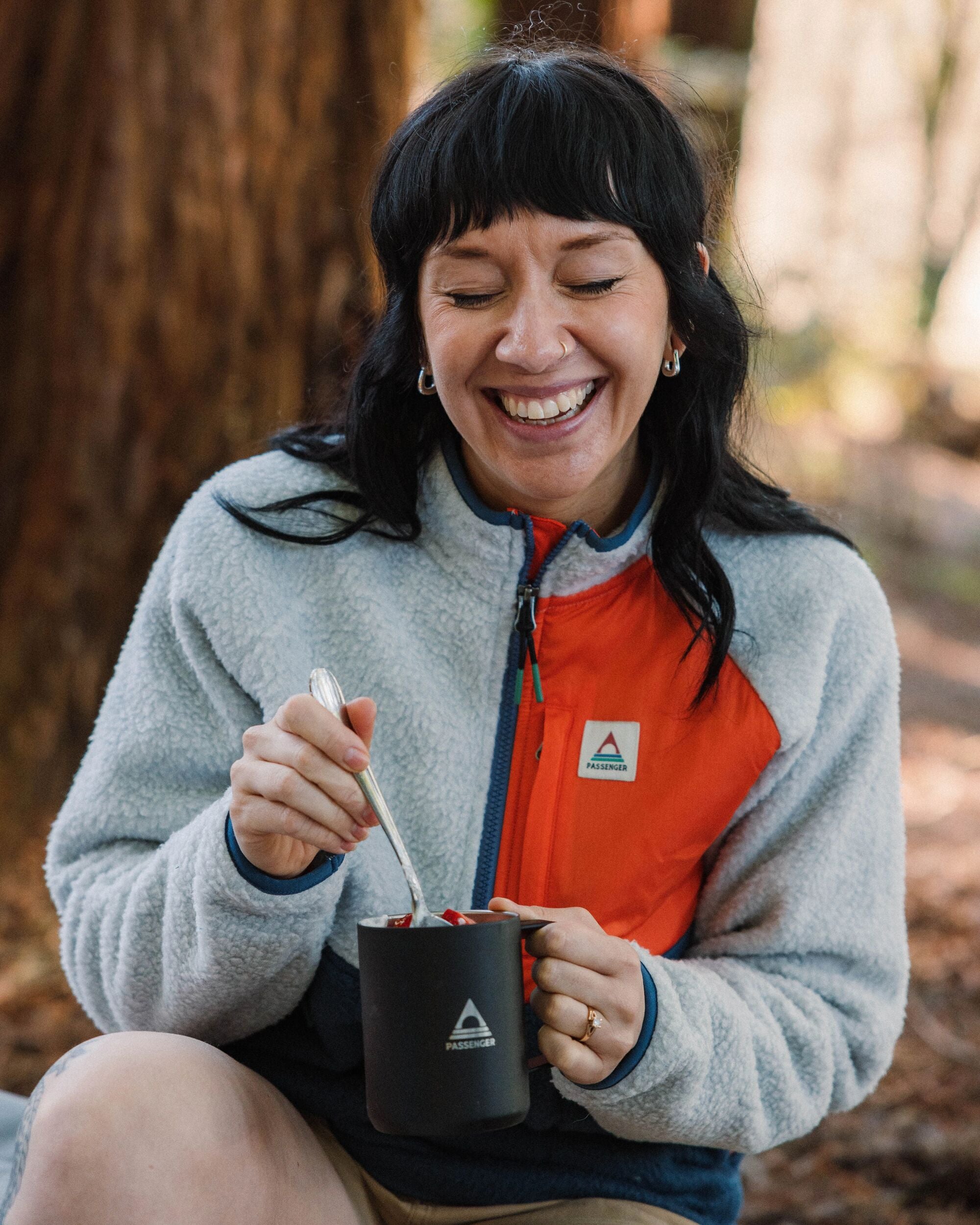 Home Recycled Sherpa Fleece - Grey Marl/Dark Denim - Lifestyle