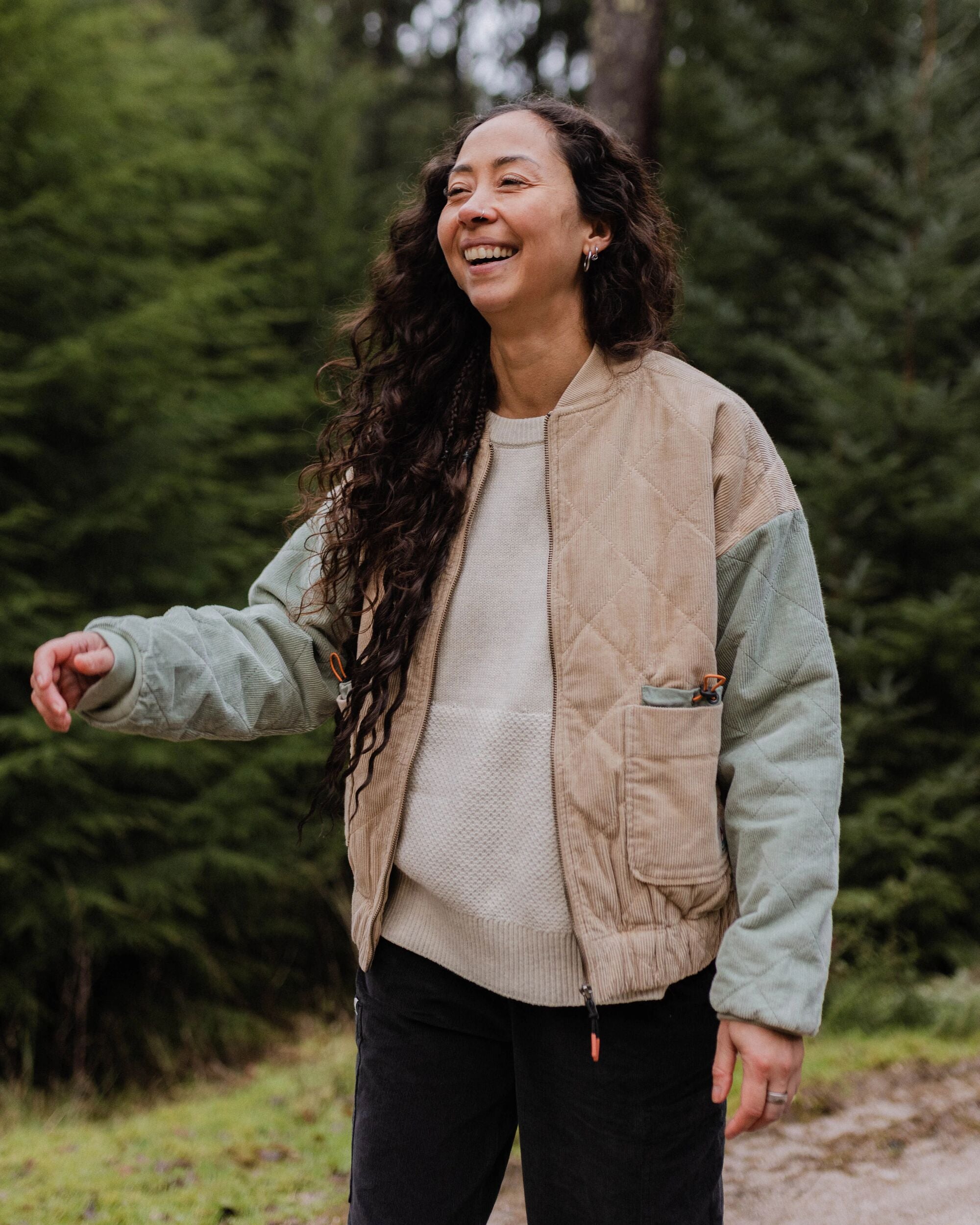 Lucia Quilted Cord Jacket Stone/Pistachio – Passenger