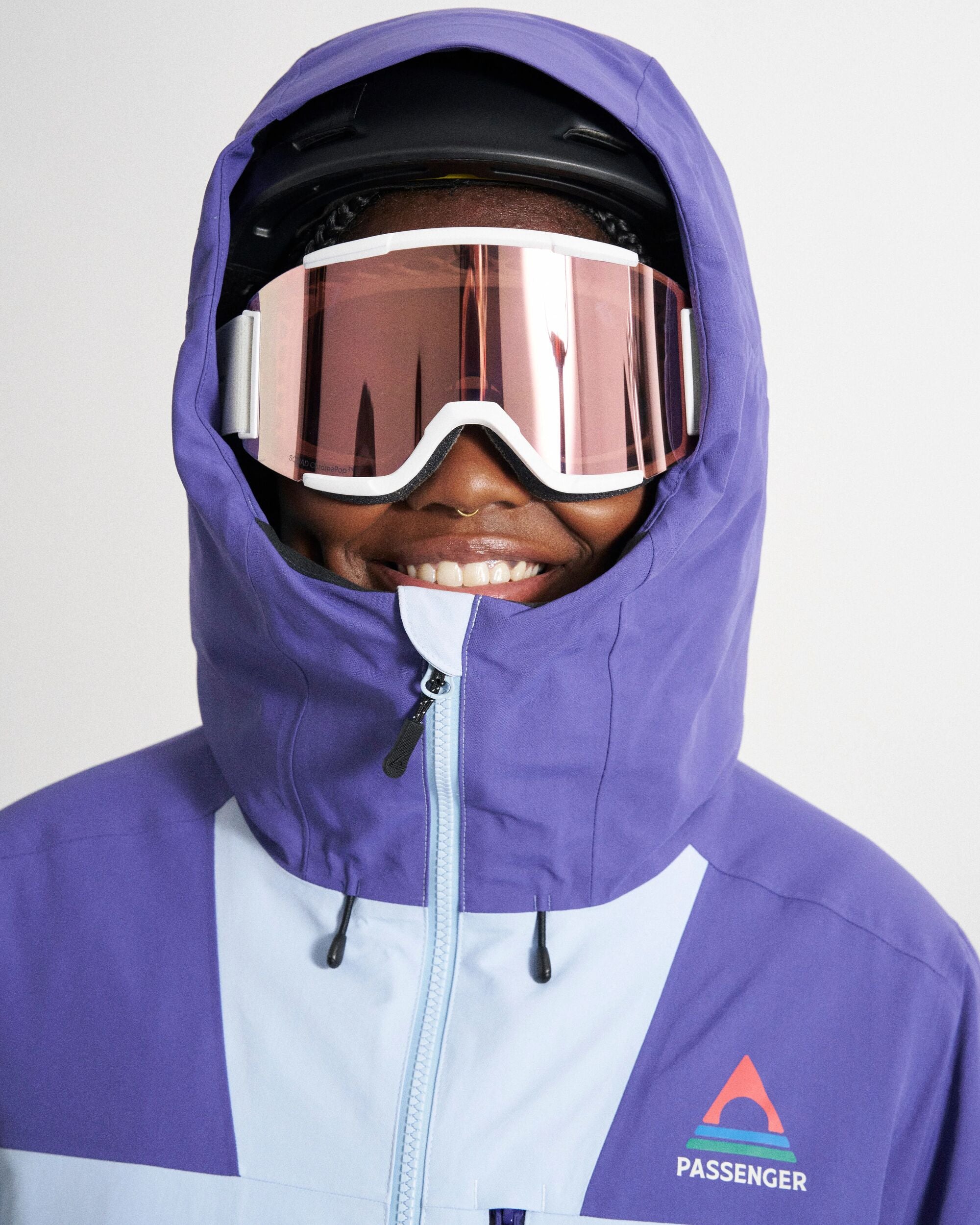 Snowscape Women's Recycled Jacket - Purple Indigo/Ice Blue - Studio Model