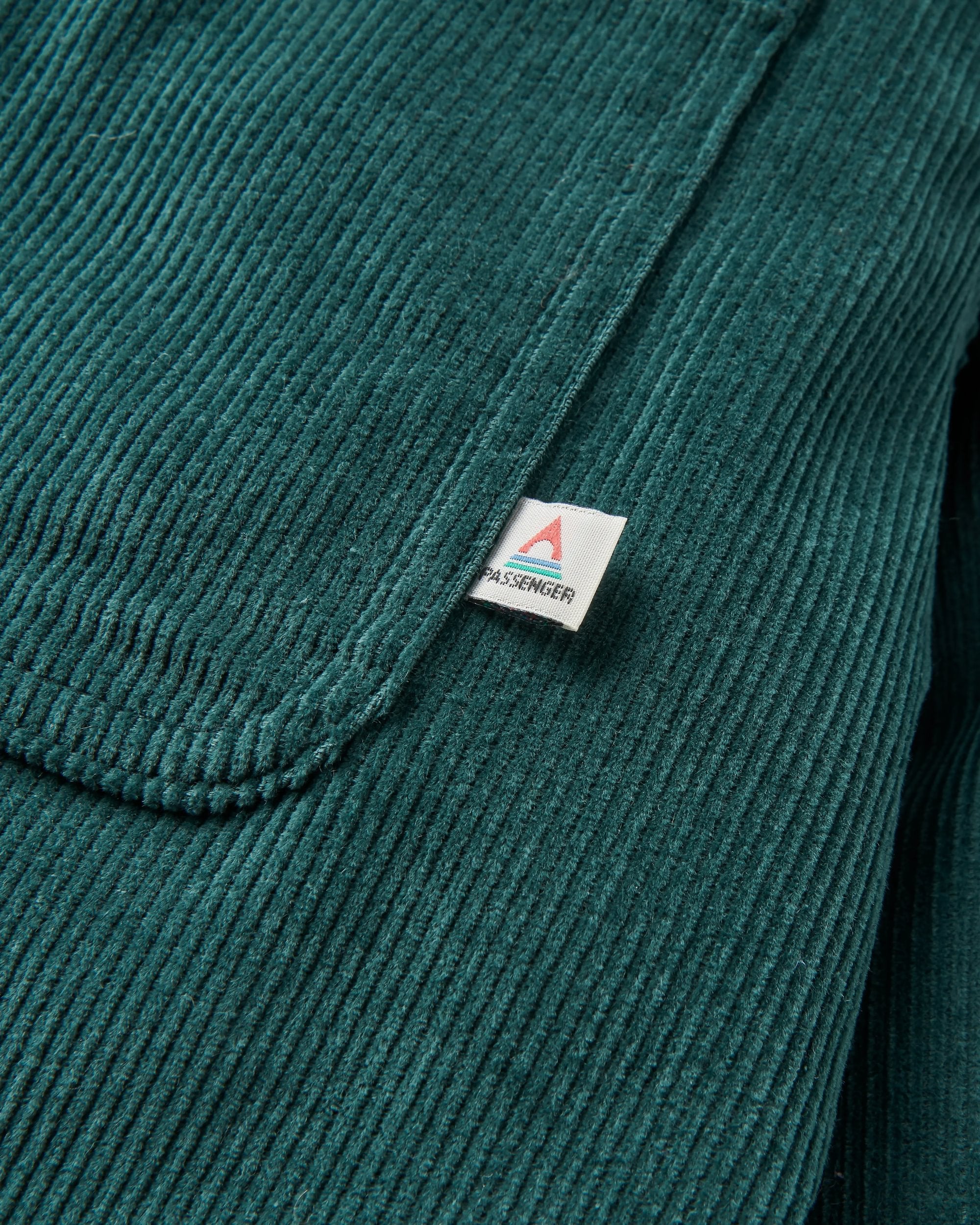 Kodiak Sherpa Lined Cord Overshirt - Dark Fern  - Flatlay