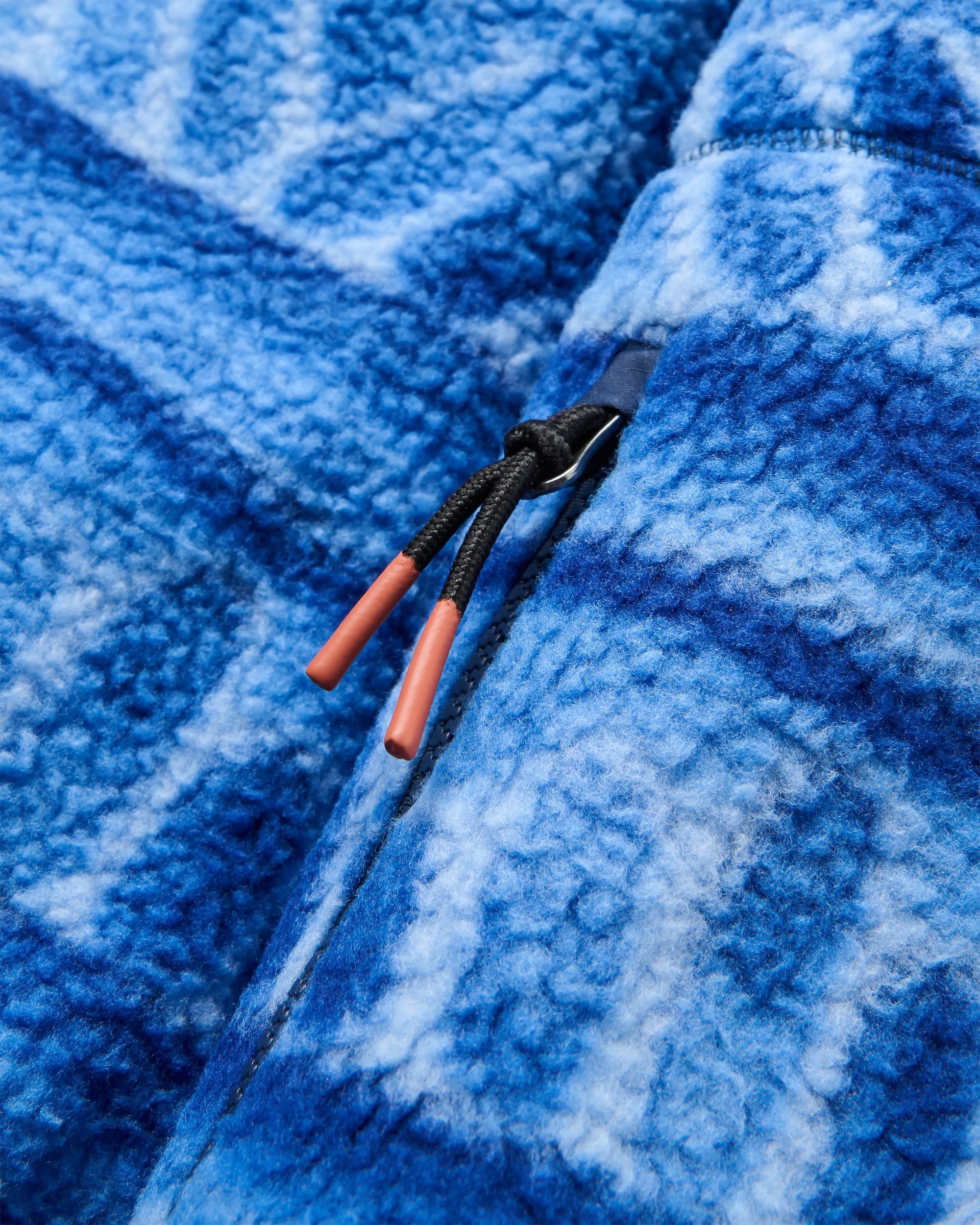 Offgrid 1/2 Zip Recycled Sherpa Fleece - Tracks Electric Blue - Flatlay