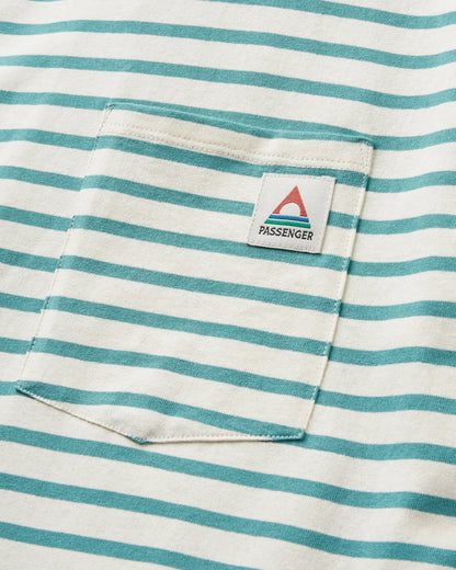 Zen Recycled Cotton Relaxed Fit T-Shirt - Deep Sea Stripe - Flatlay