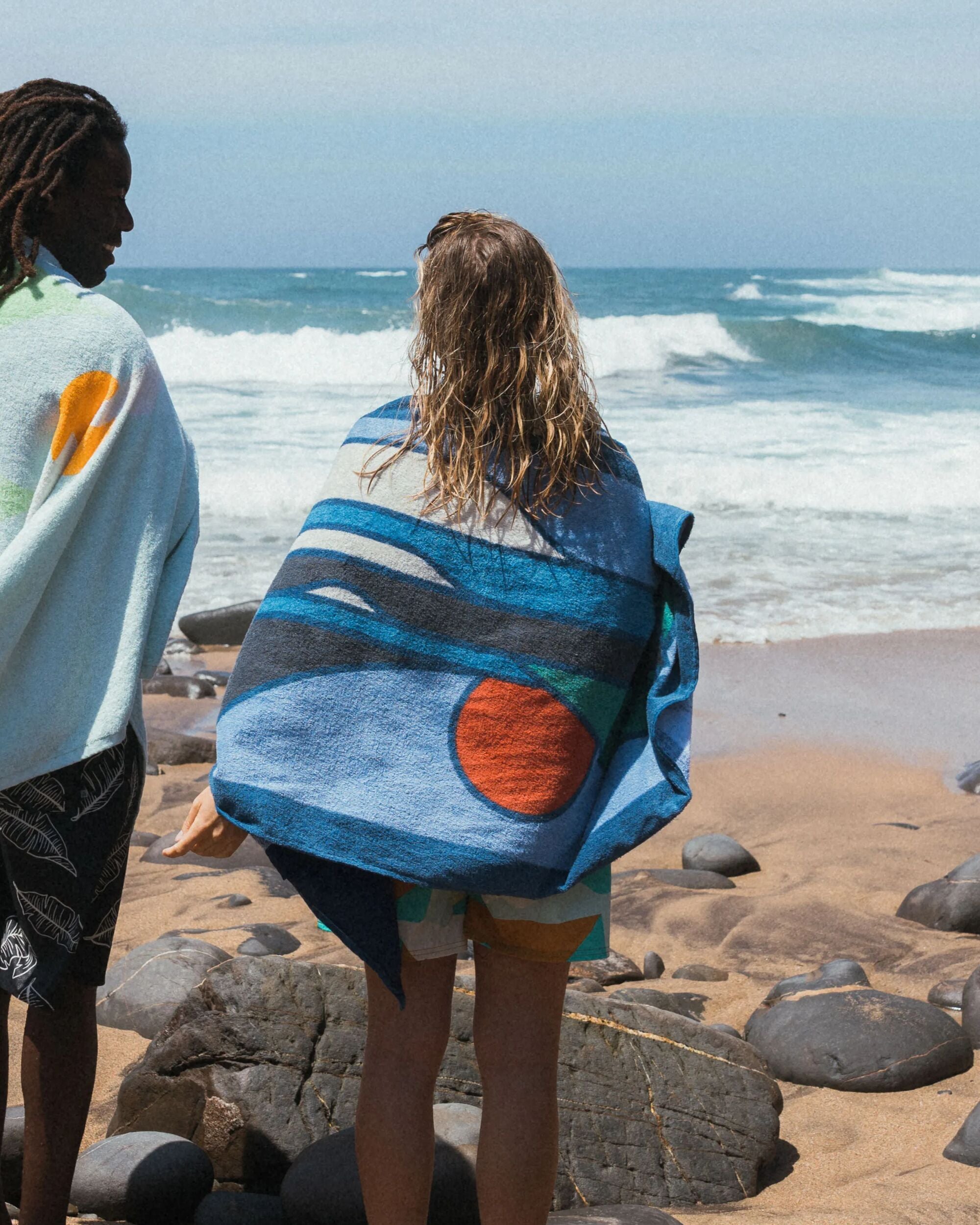 Tideline Organic Cotton Beach Towel - Dark Denim - Lifestyle - Female