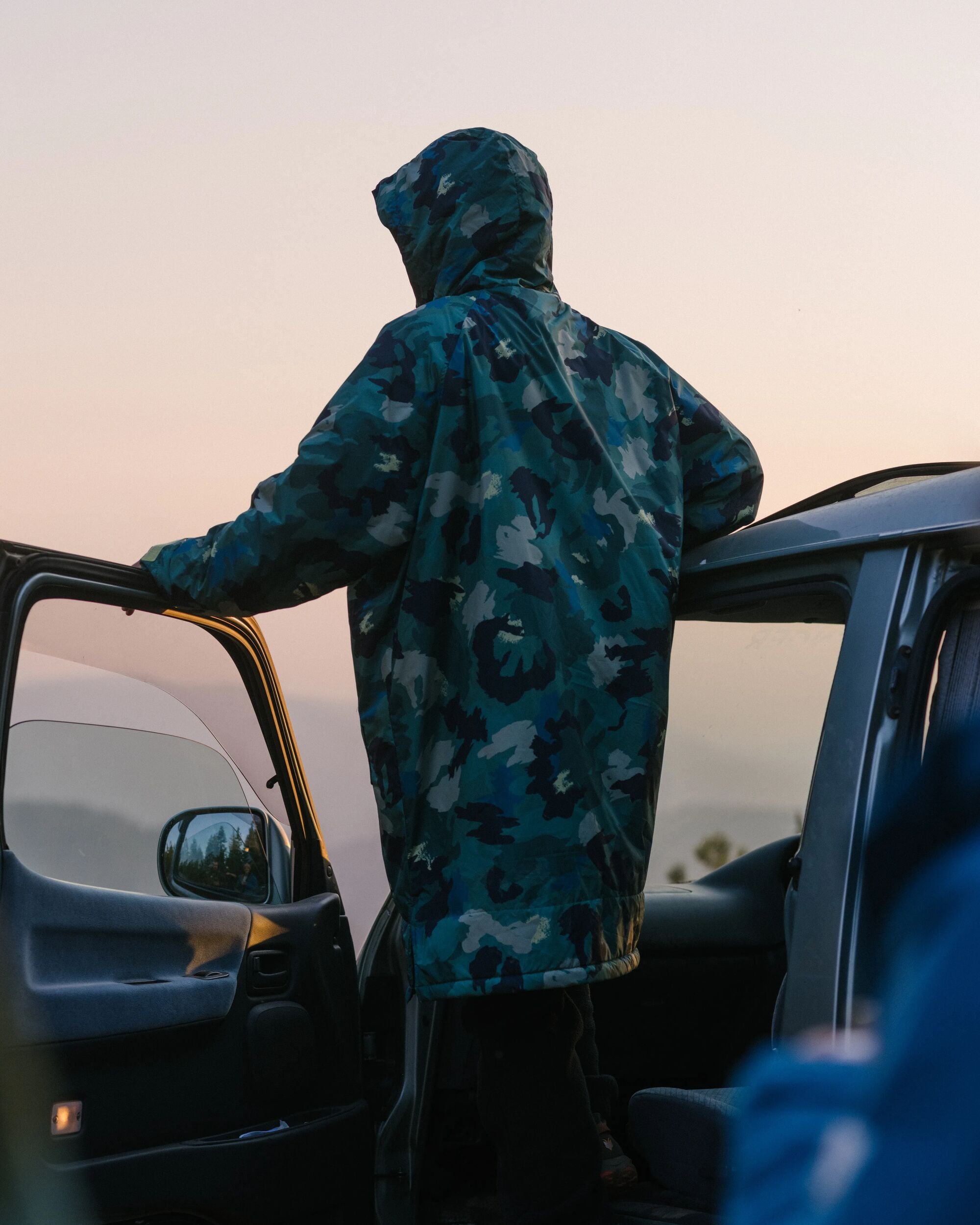 Waves Recycled Sherpa Lined Changing Robe - Alpine Camo Rain Forest - Lifestyle