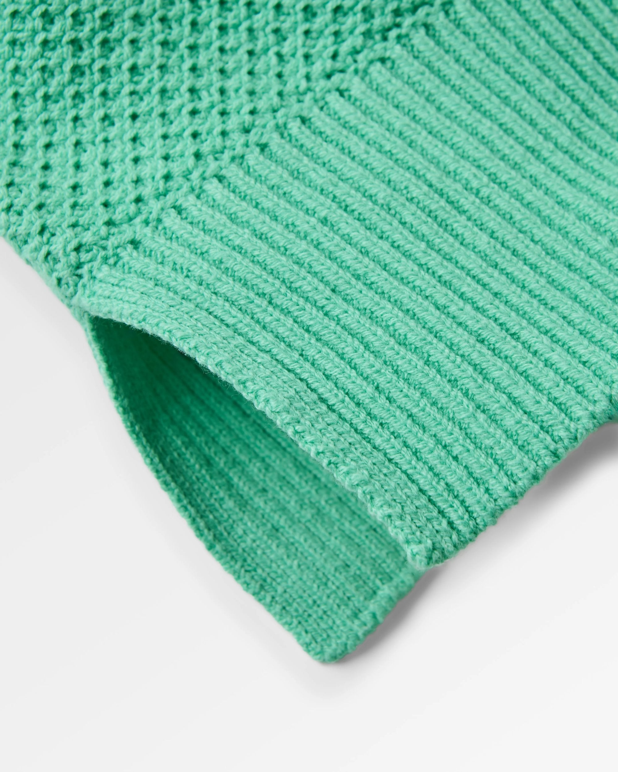 Cove Organic Cotton Knitted Jumper - Aquamarine - Flatlay
